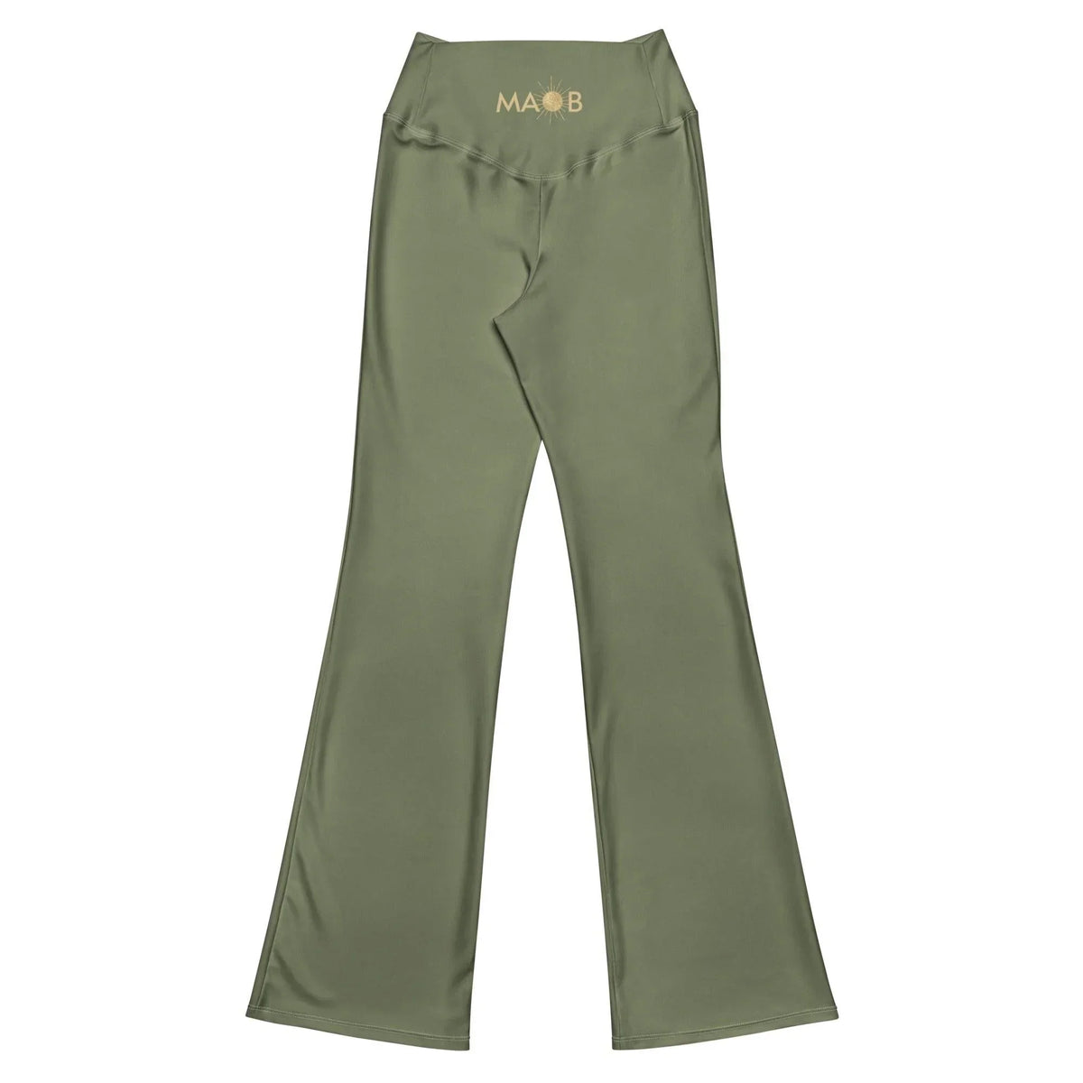 Olivgrüne MAOB Leggings mit Schlag für Damen von CREWILD in der Farbe Erde.