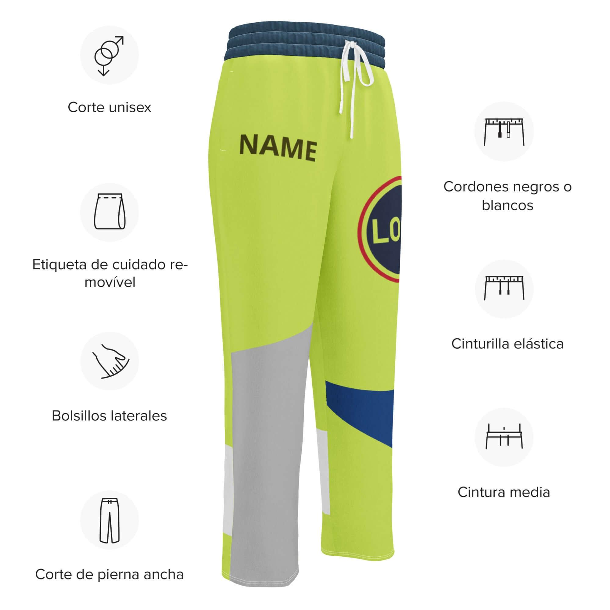 Personalisierbare Jogginghose in Neongelb mit weitem Bein und elastischem Bund.