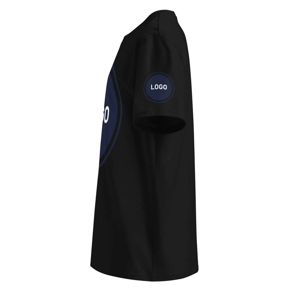 Schwarzes personalisierbares T-Shirt mit Logo-Print auf der Brust und dem Ärmel