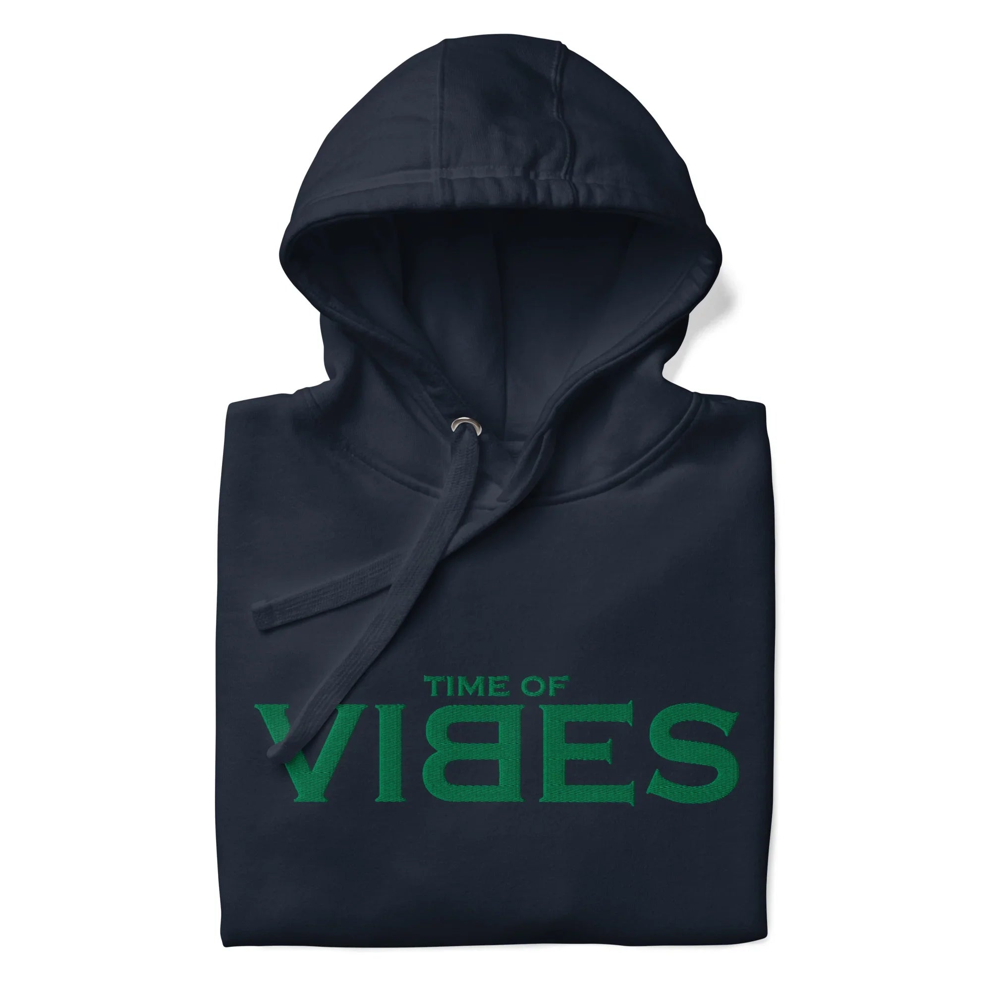 Gefalteter marineblauer Hoodie mit grüner &