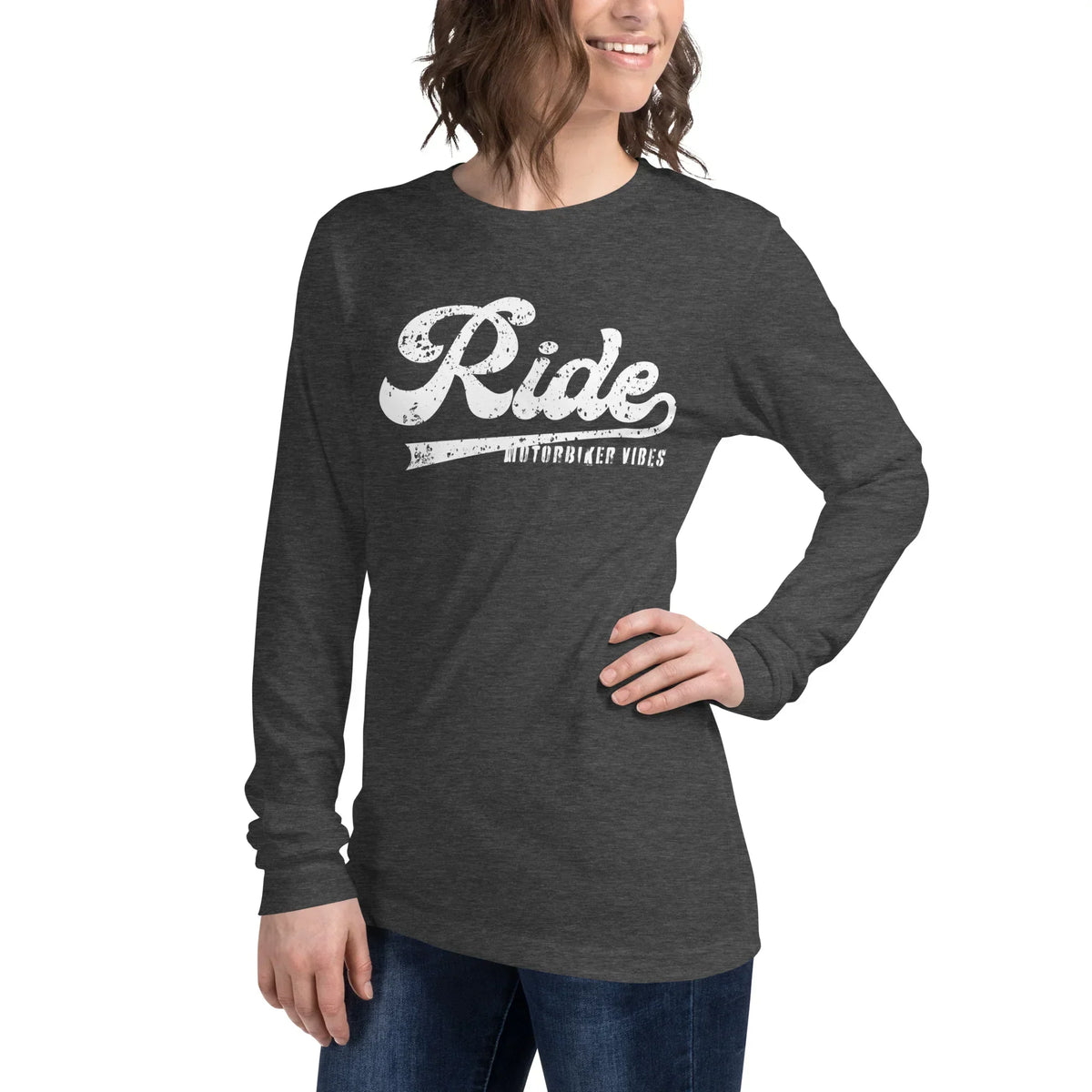 Graues CREWILD Langarmshirt für Unisex mit weißem &
