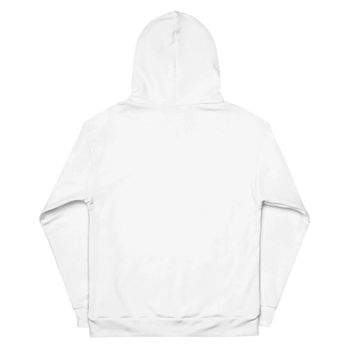 Rückansicht weißer Hoodie, schlicht, Kapuze, langärmlig, Brasilien Kollektion