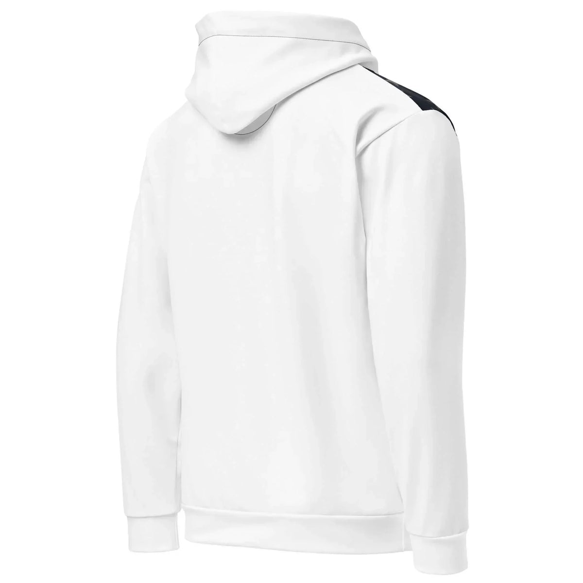 Rückansicht des weißen CREWILD Premium Hoodies in Unisex-Passform