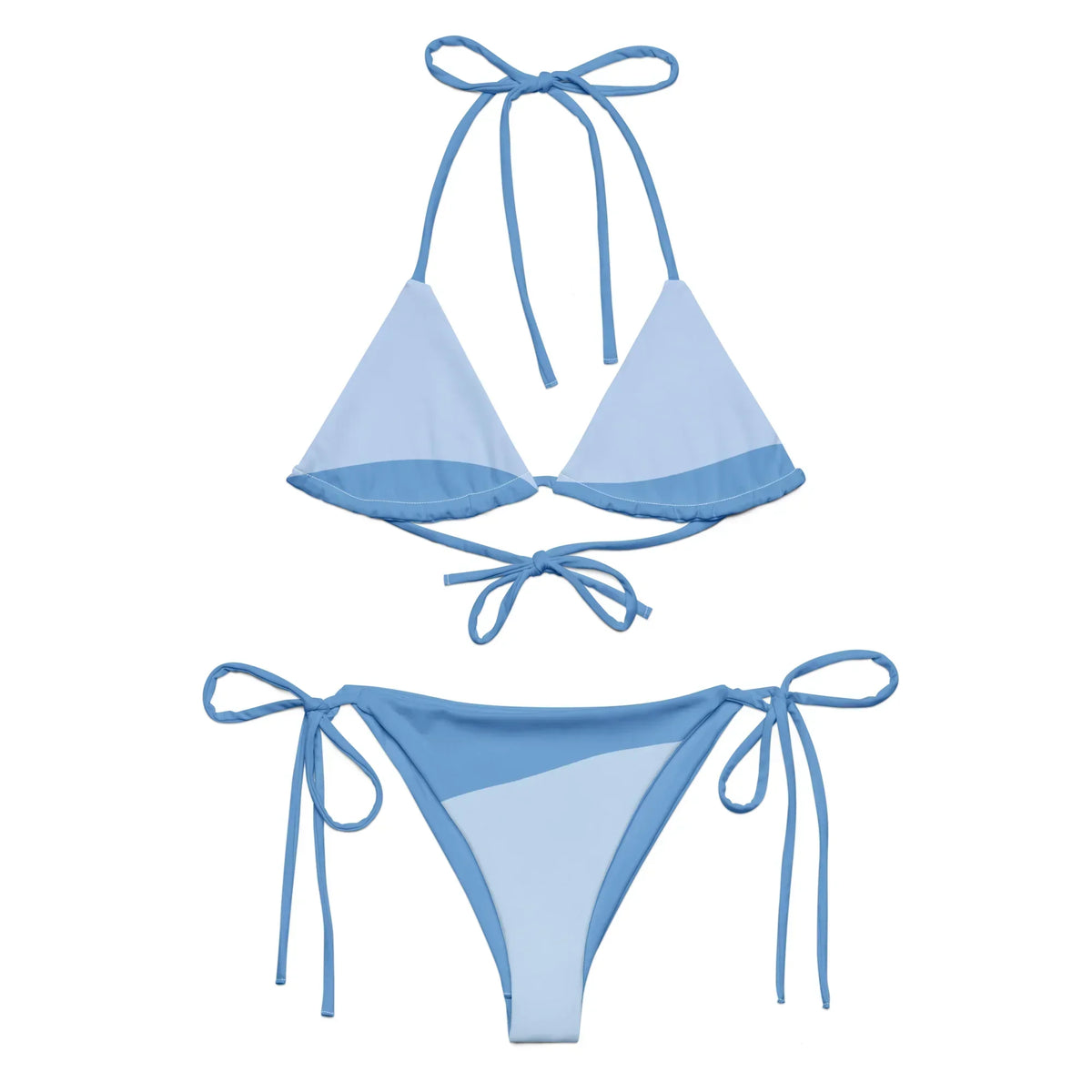 CREWILD Schnür-Bikini WAVES in Hellblau und Blau, bestehend aus Oberteil und Hose