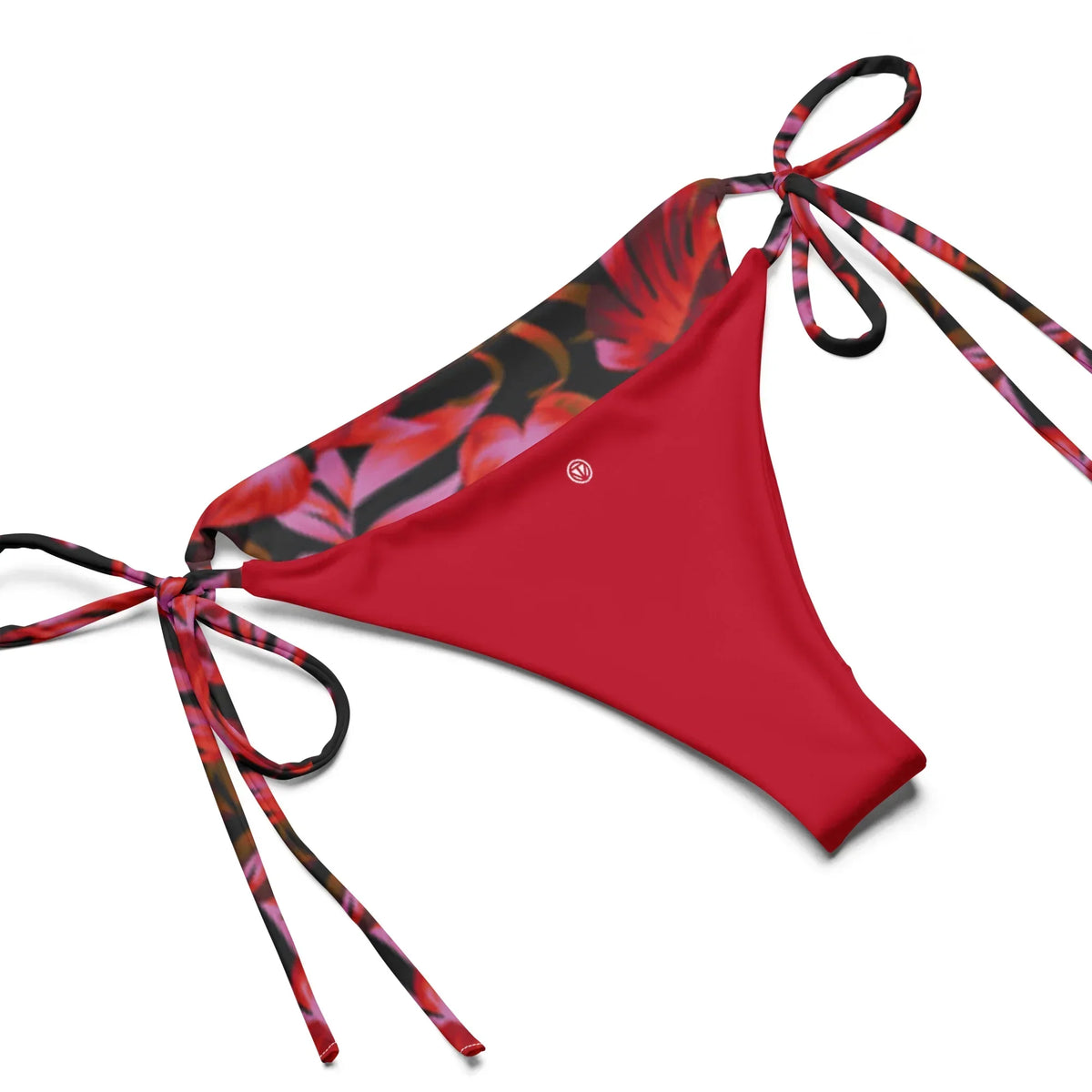 CREWILD Schnür-Bikini in Rot und Schwarz mit tropischem Blattmuster