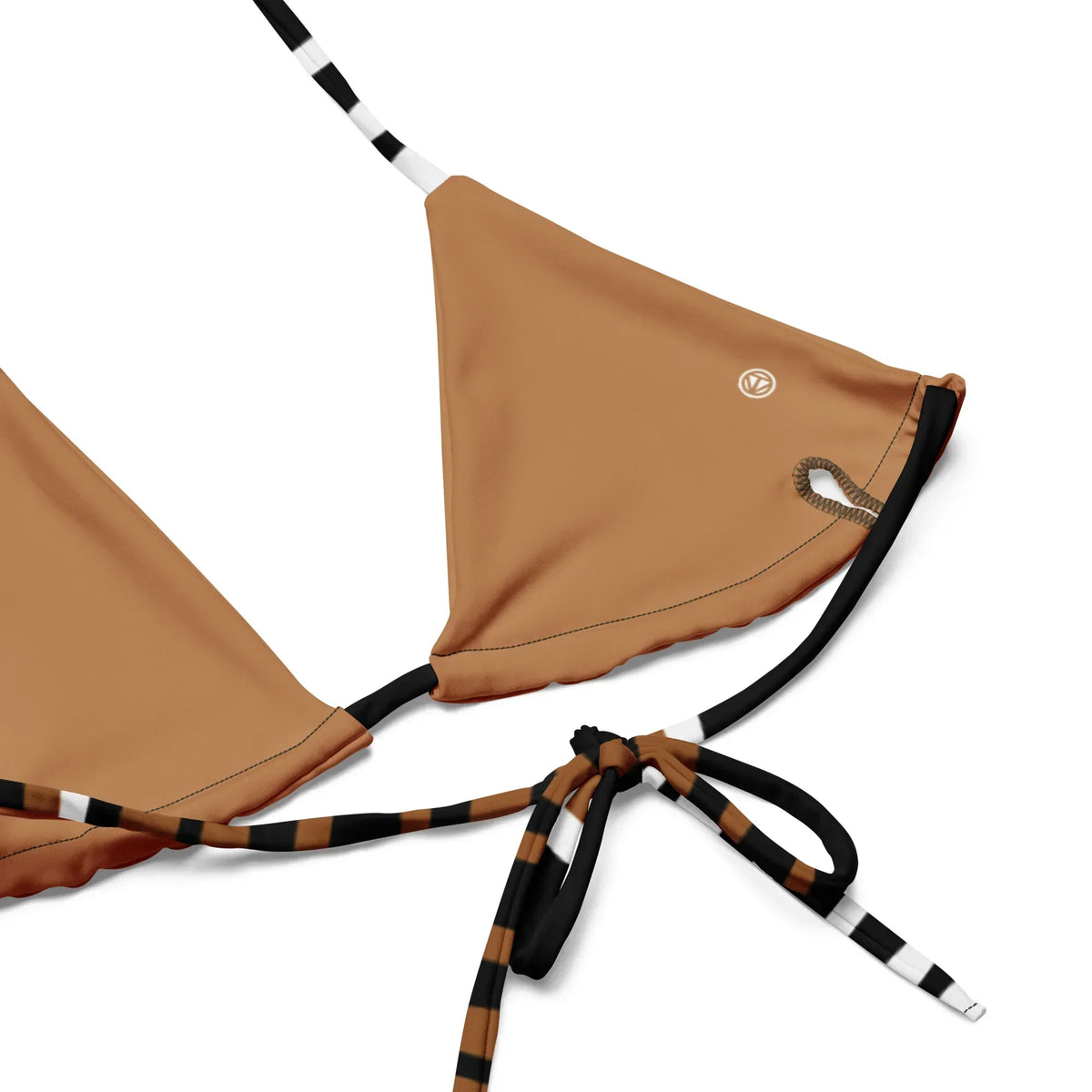 Braunes CREWILD Schnür-Bikini-Oberteil mit Tiger-Streifen-Bändern