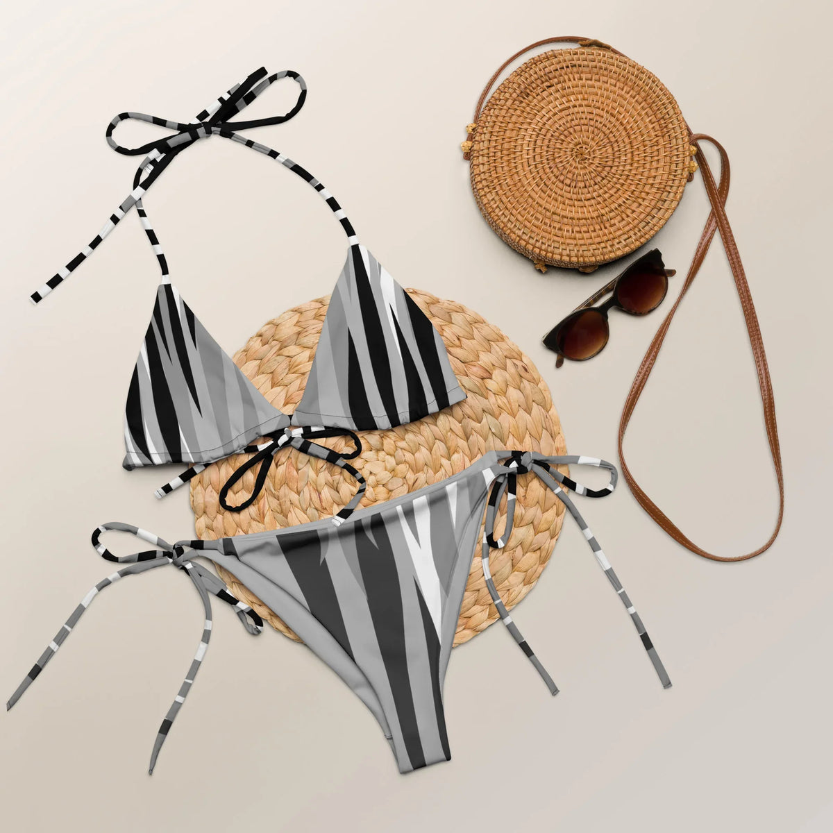 VIBES Schnür-Bikini TIGER (Grau) - Time Of Vibes