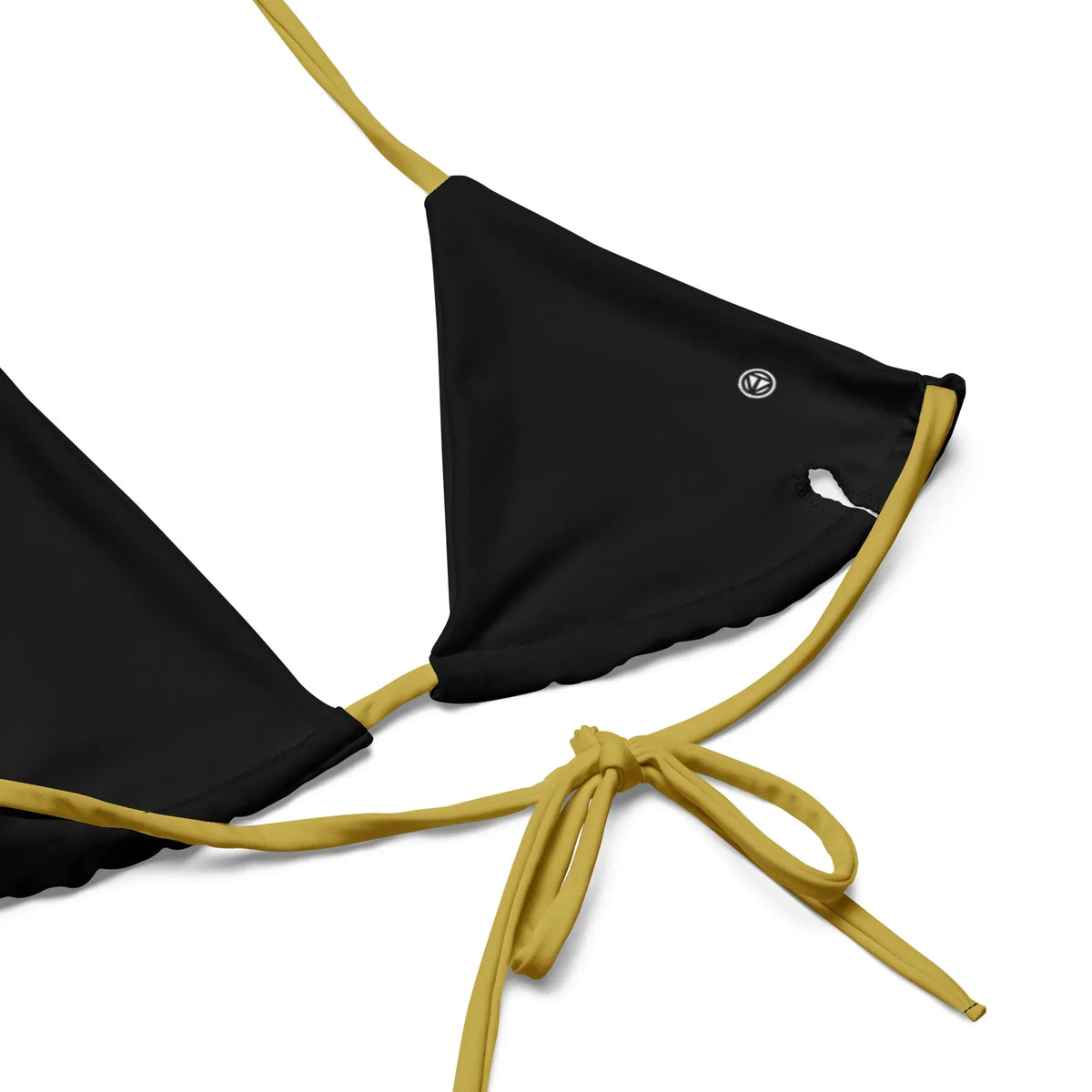 CREWILD Schnür-Bikini Oberteil in Schwarz mit goldfarbenen Bändern