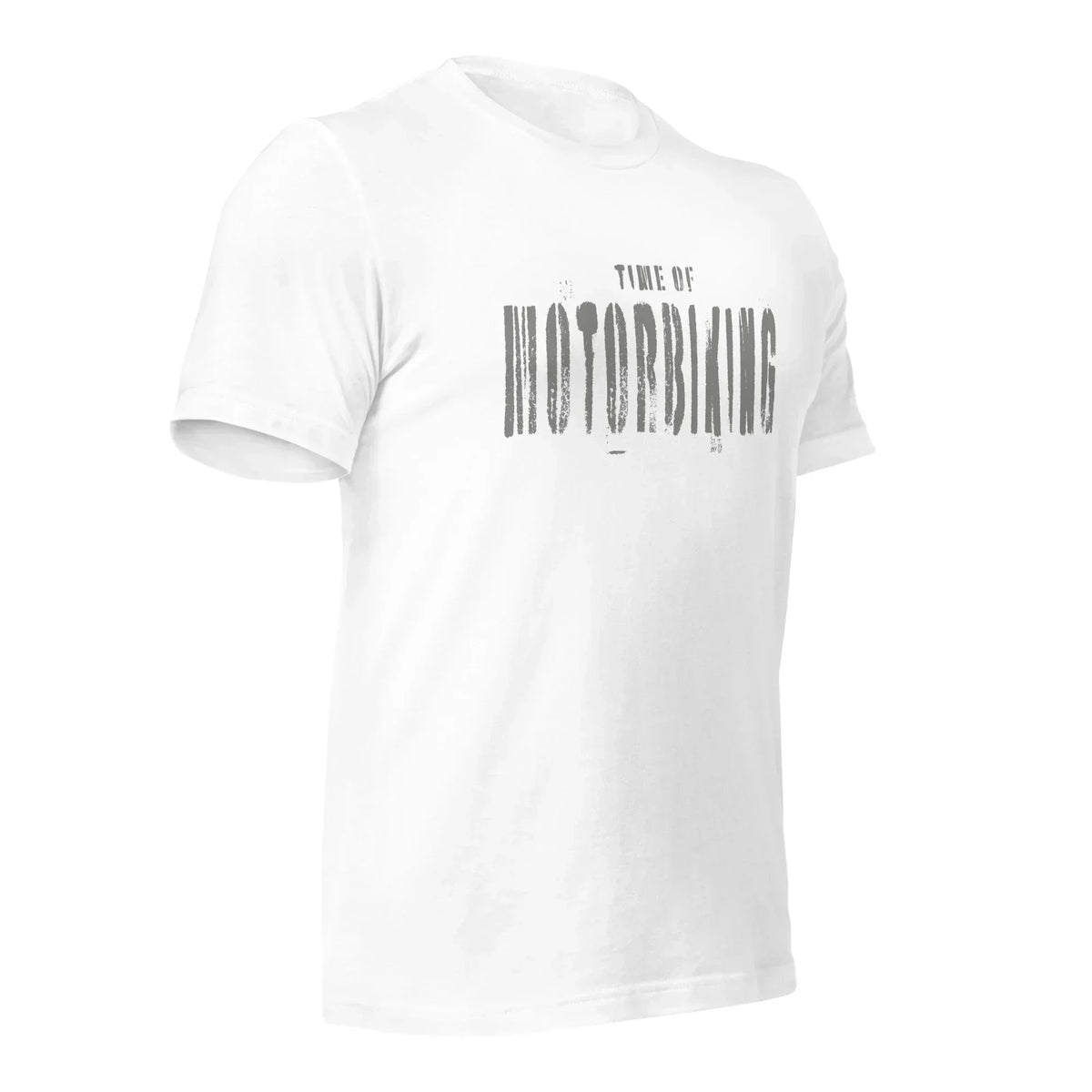 Weißes CREWILD Unisex T-Shirt mit grauem Motorbiking-Aufdruck