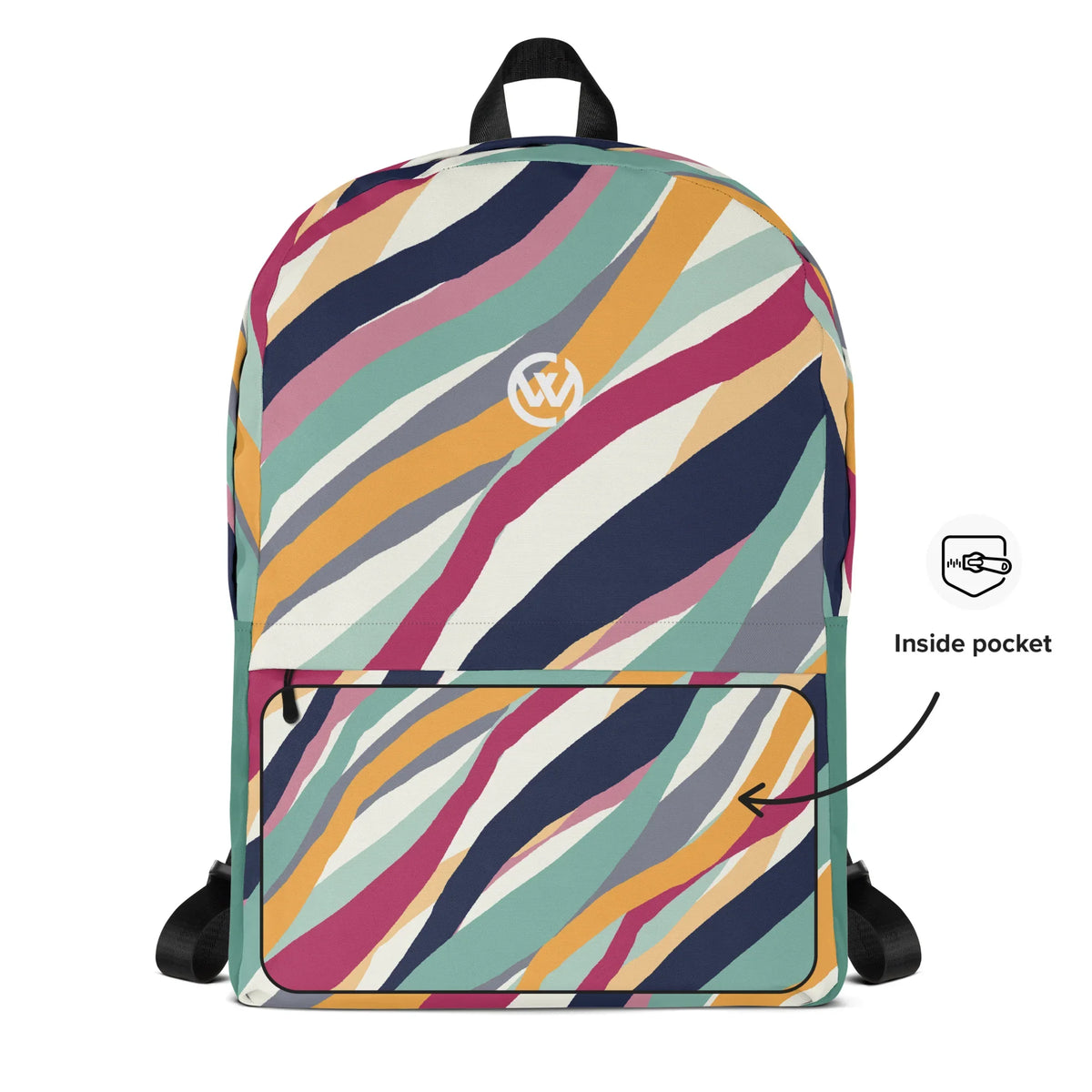 CREWILD Rucksack in bunten Farben mit abstraktem Wellenmuster und Innentasche