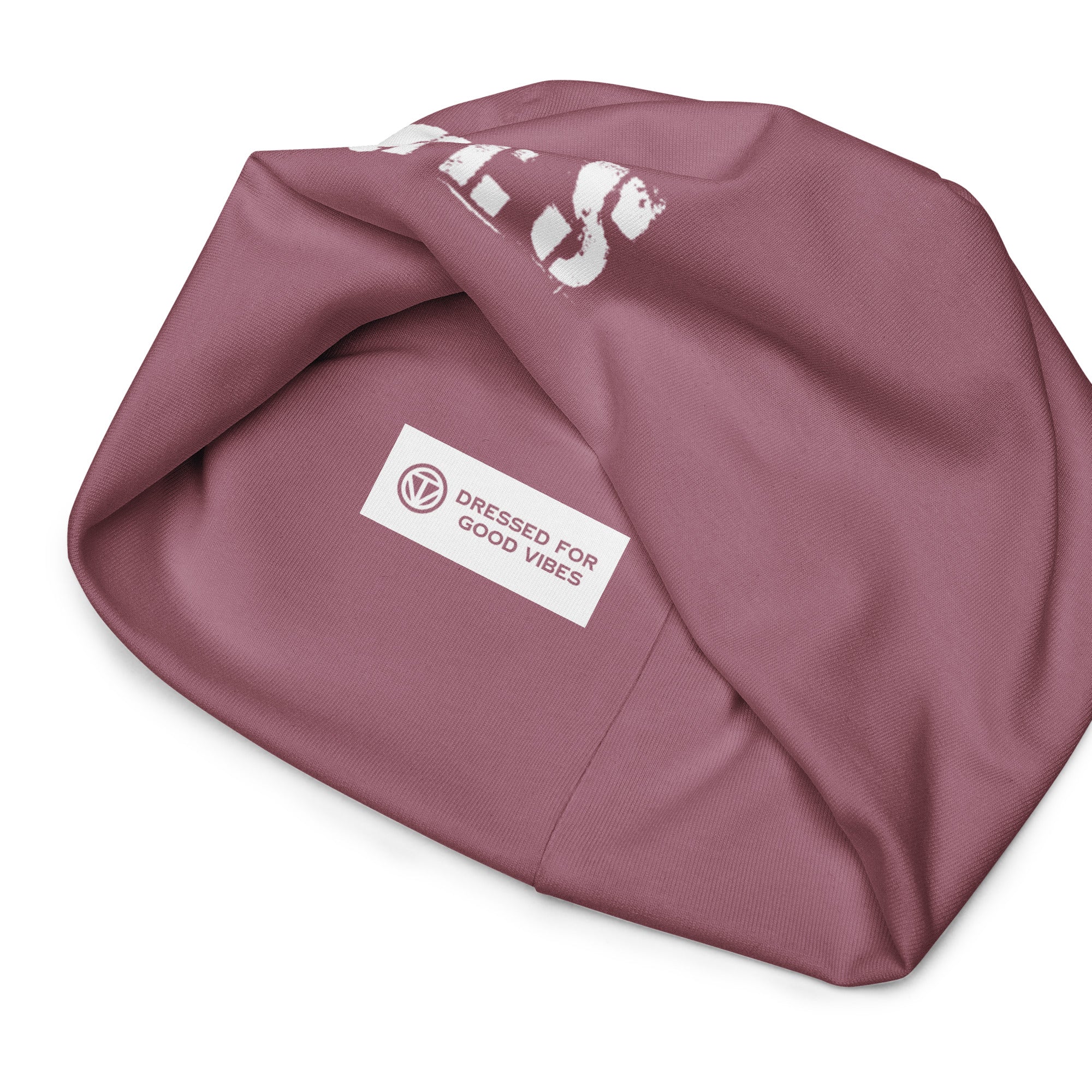 Lila CREWILD Beanie mit weißem VIBES-Aufdruck und Markenlabel