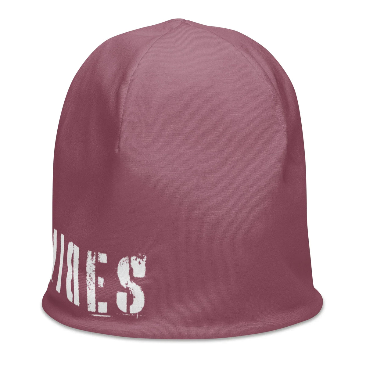 Lila CREWILD Beanie mit weißem VIBES-Schriftzug im Vintage-Look