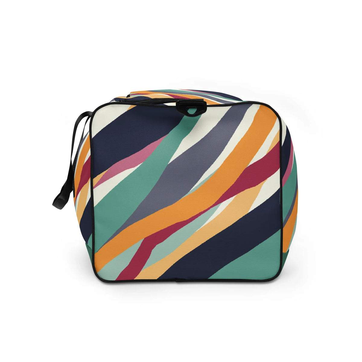 Reisetasche mit buntem, abstraktem Wellenmuster in Blau, Orange, Grün und Rosa