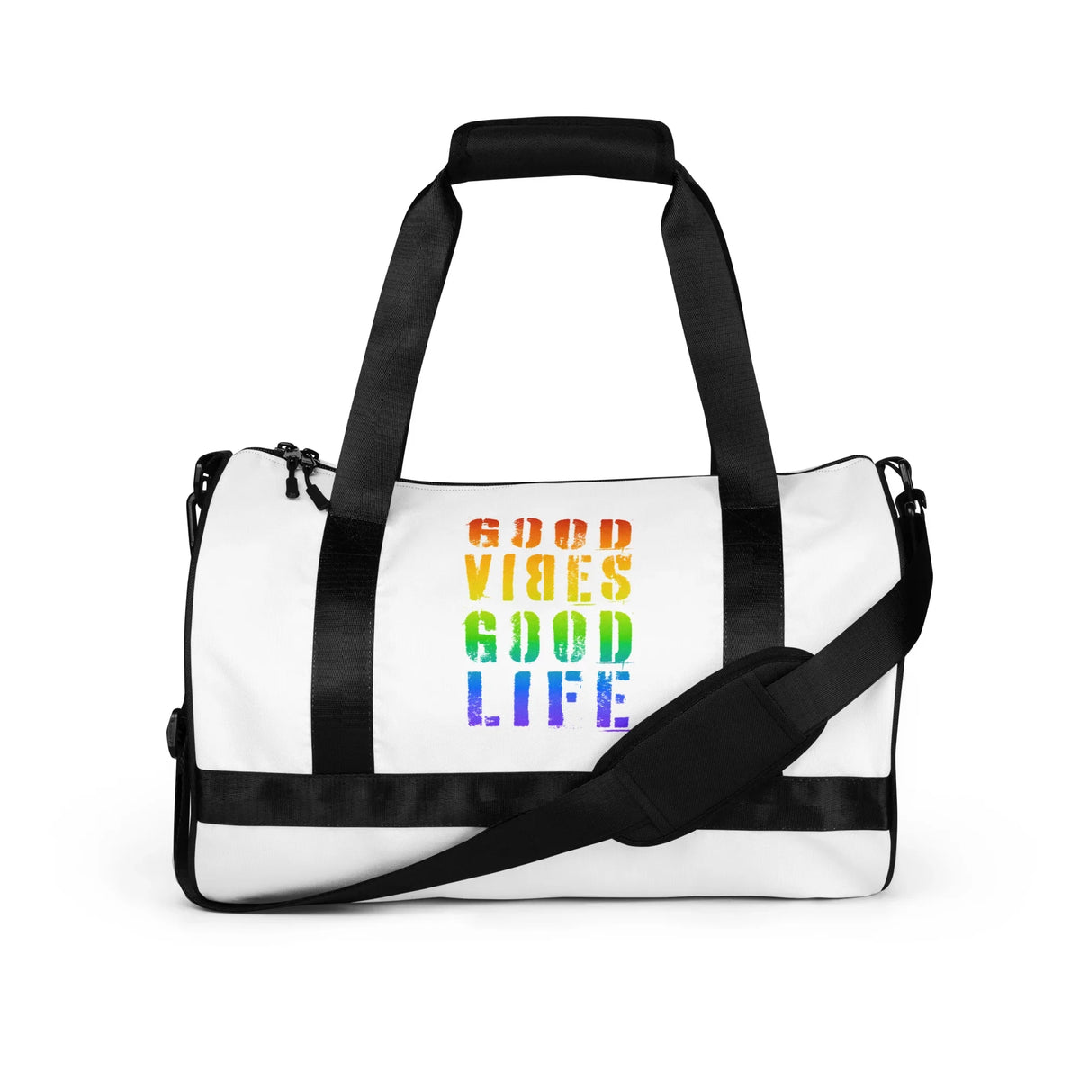 Weiße CREWILD Sporttasche mit Regenbogen-Aufdruck &