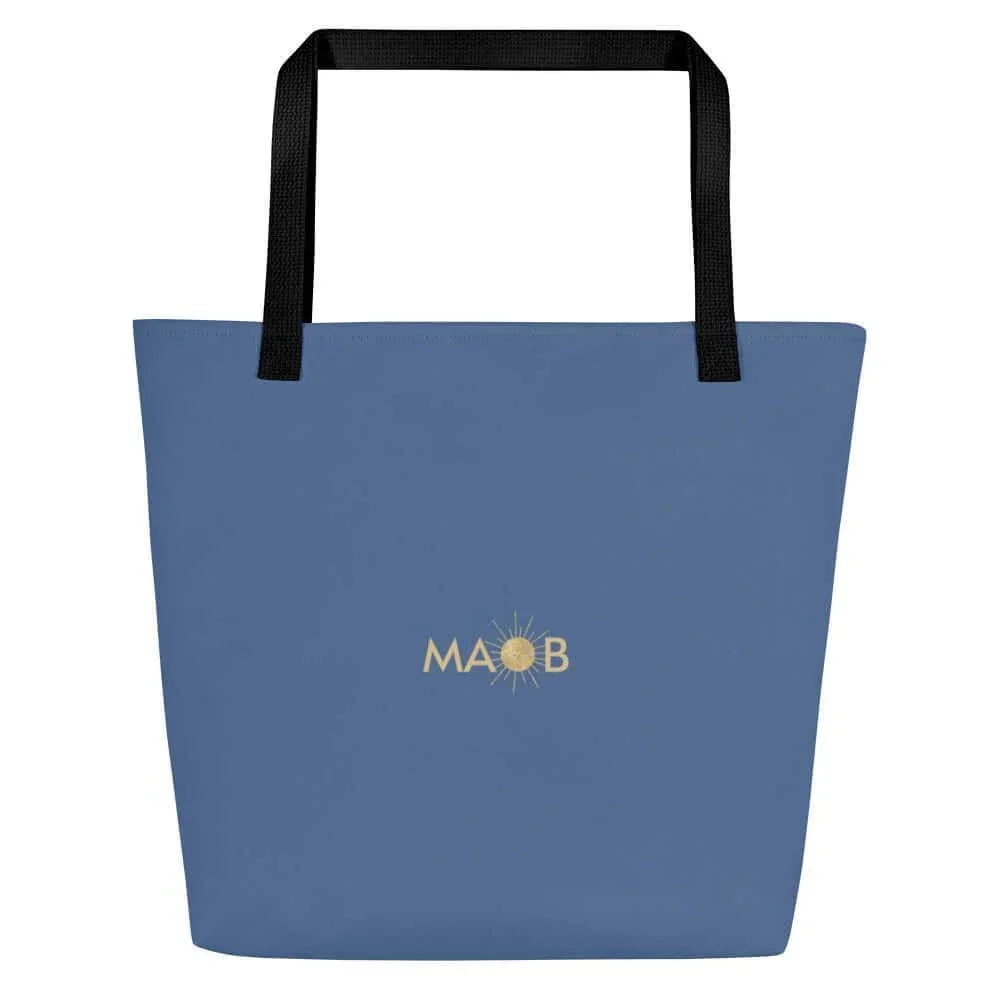 Blaue CREWILD Tragetasche mit goldenem MAOB Sonnen-Logo