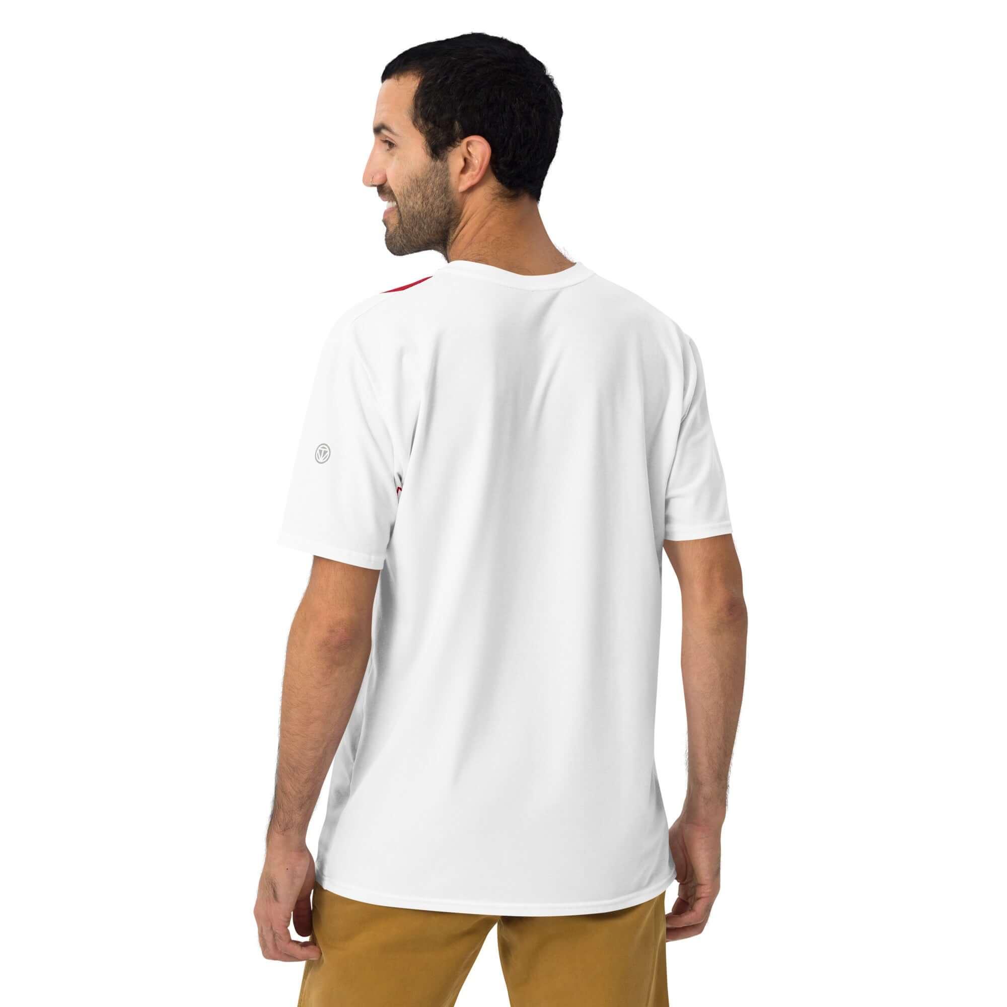 Rückansicht Herren T-Shirt Weiß, kurze Ärmel, modisch, neutraler Hintergrund