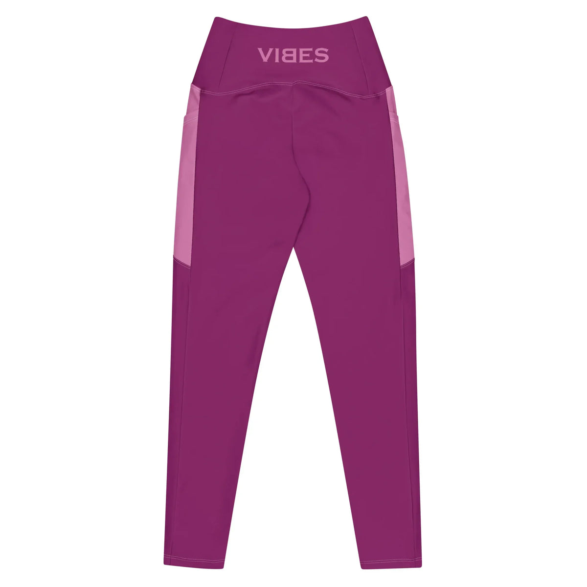 CREWILD Leggings in Pink mit Seitentaschen und VIBES-Schriftzug am Bund