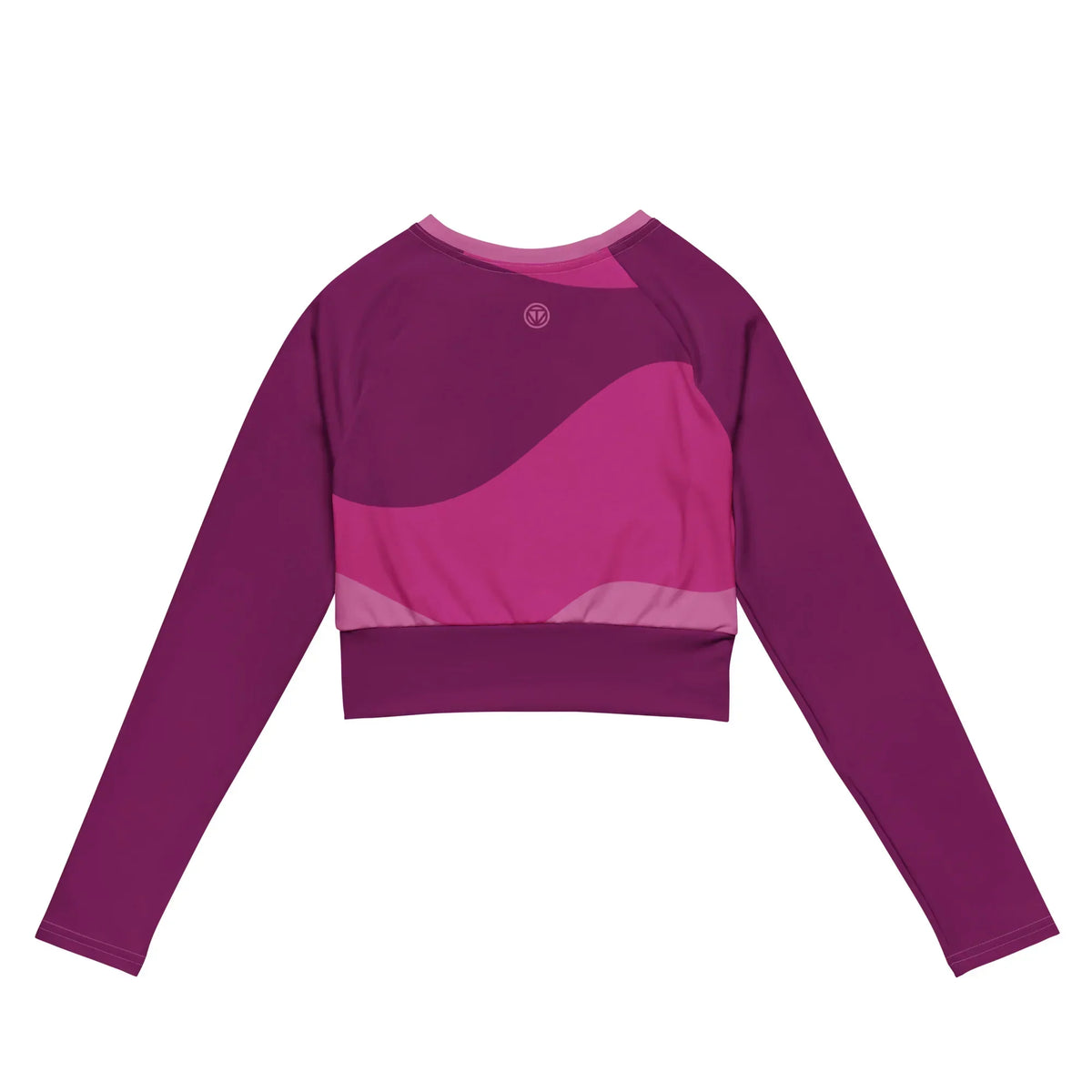 CREWILD Langarm Crop-Top in Pink mit abstraktem Wellenmuster