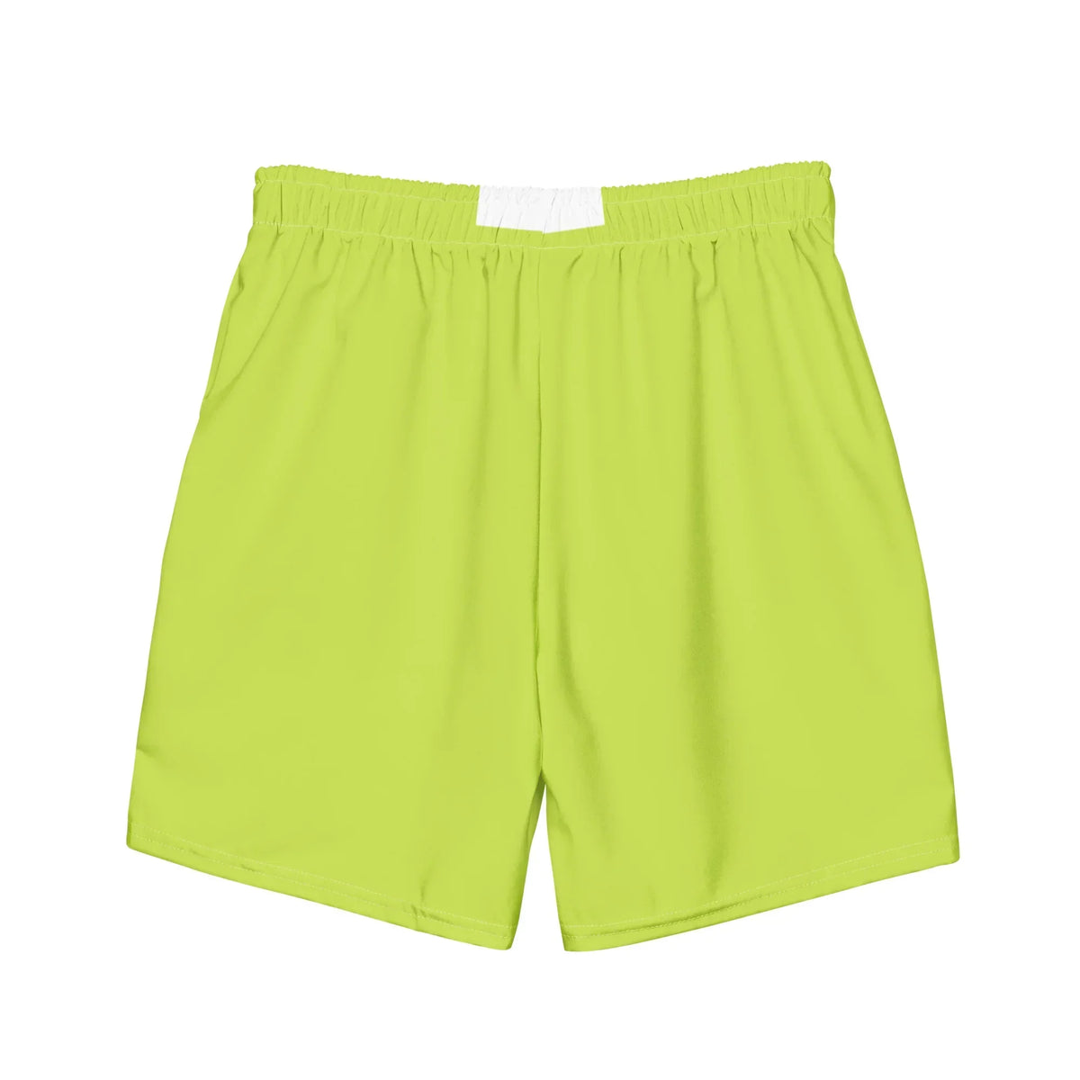Neongrüne CREWILD Badeshorts für Herren vor weißem Hintergrund
