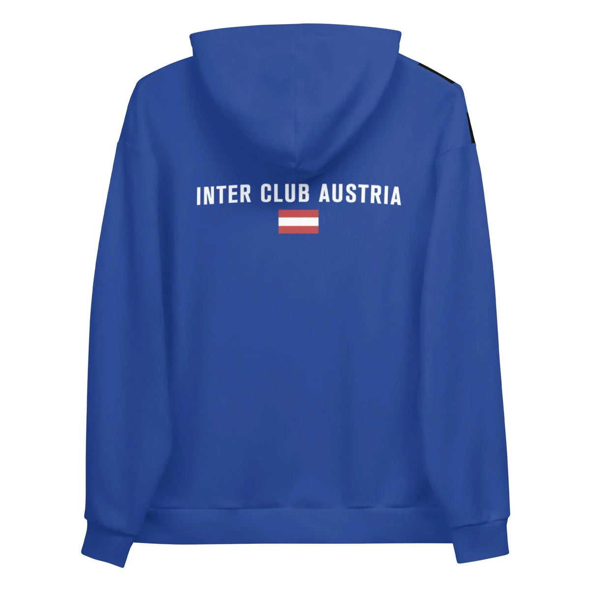 Blauer CREWILD Unisex Hoodie mit der Aufschrift INTER CLUB AUSTRIA und österreichischer Flagge
