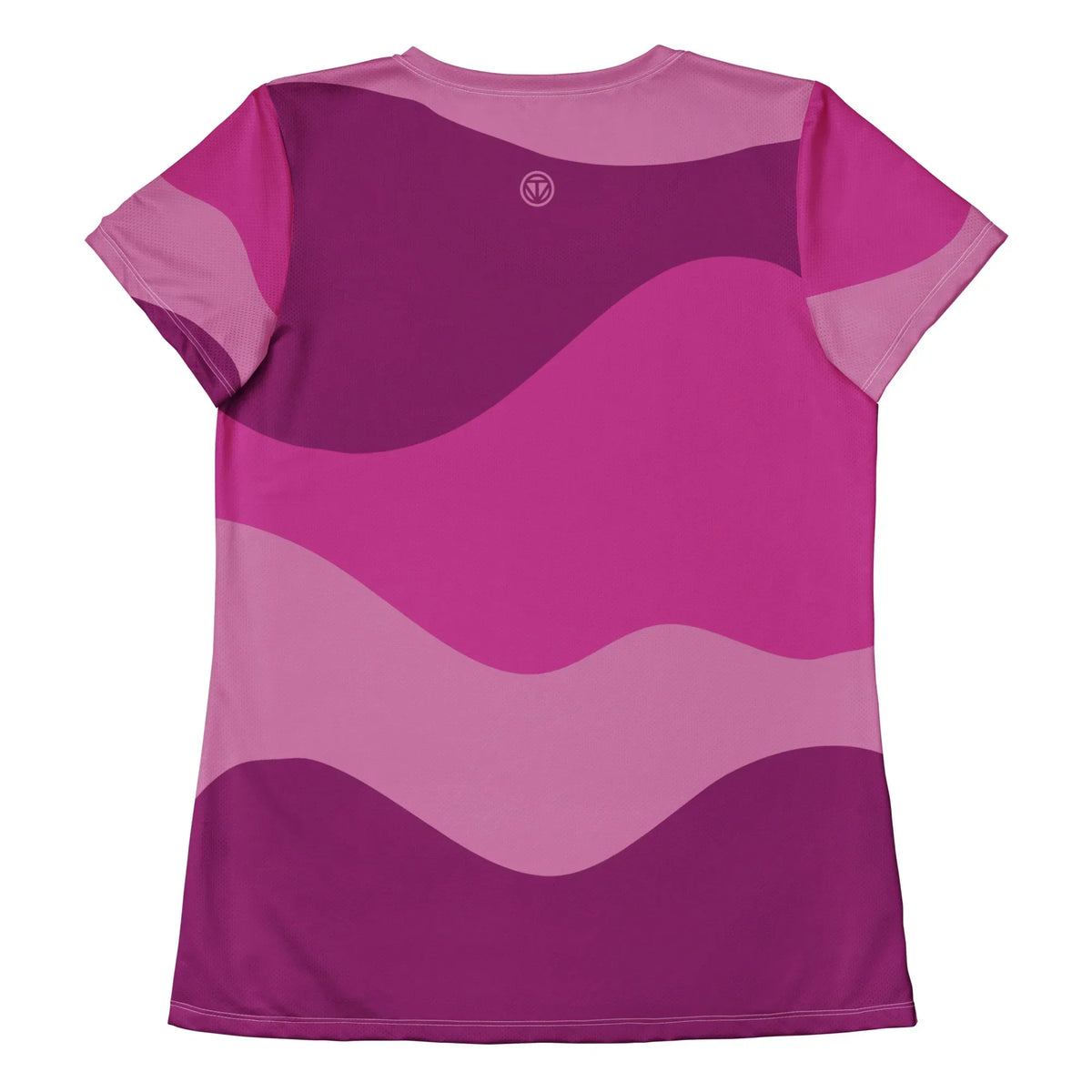 Rückansicht des CREWILD Sportshirts für Damen in Pink mit abstraktem Wellenmuster