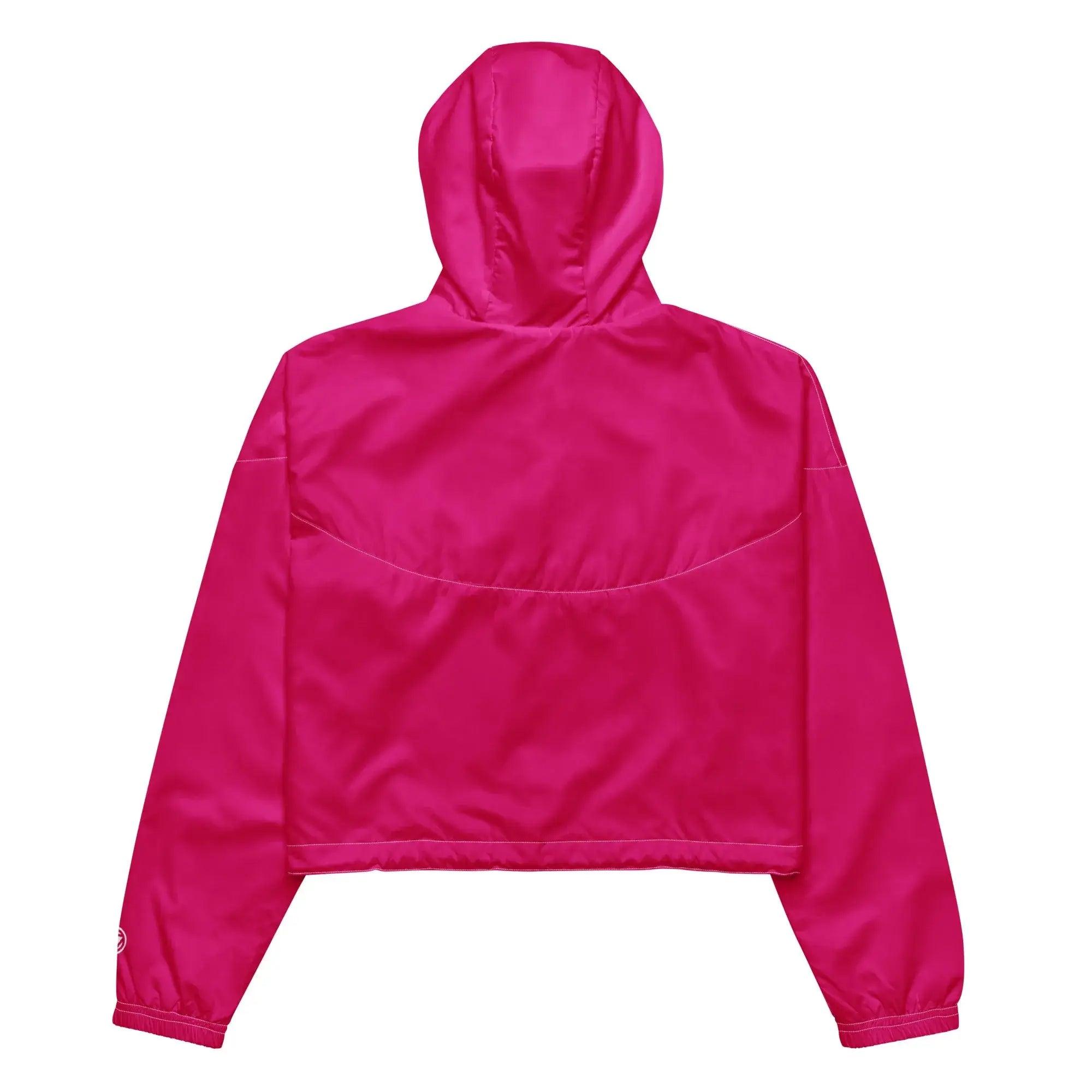 Rosa Windbreaker für Damen, hinten kurz geschnitten, mit Kapuze, sportlicher Look