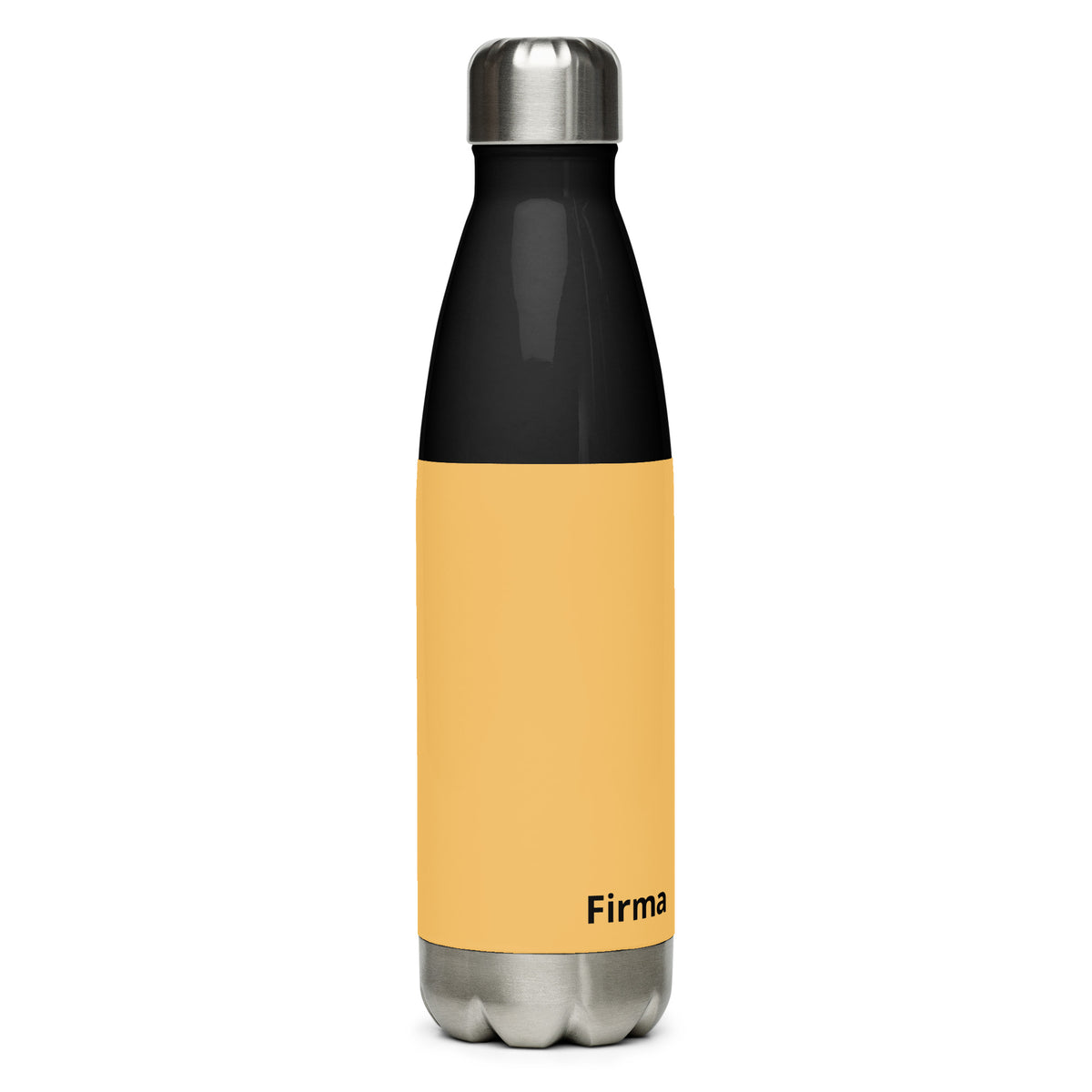 Individuell bedruckbare Edelstahl-Trinkflasche von CREWILD in Schwarz und Gelb
