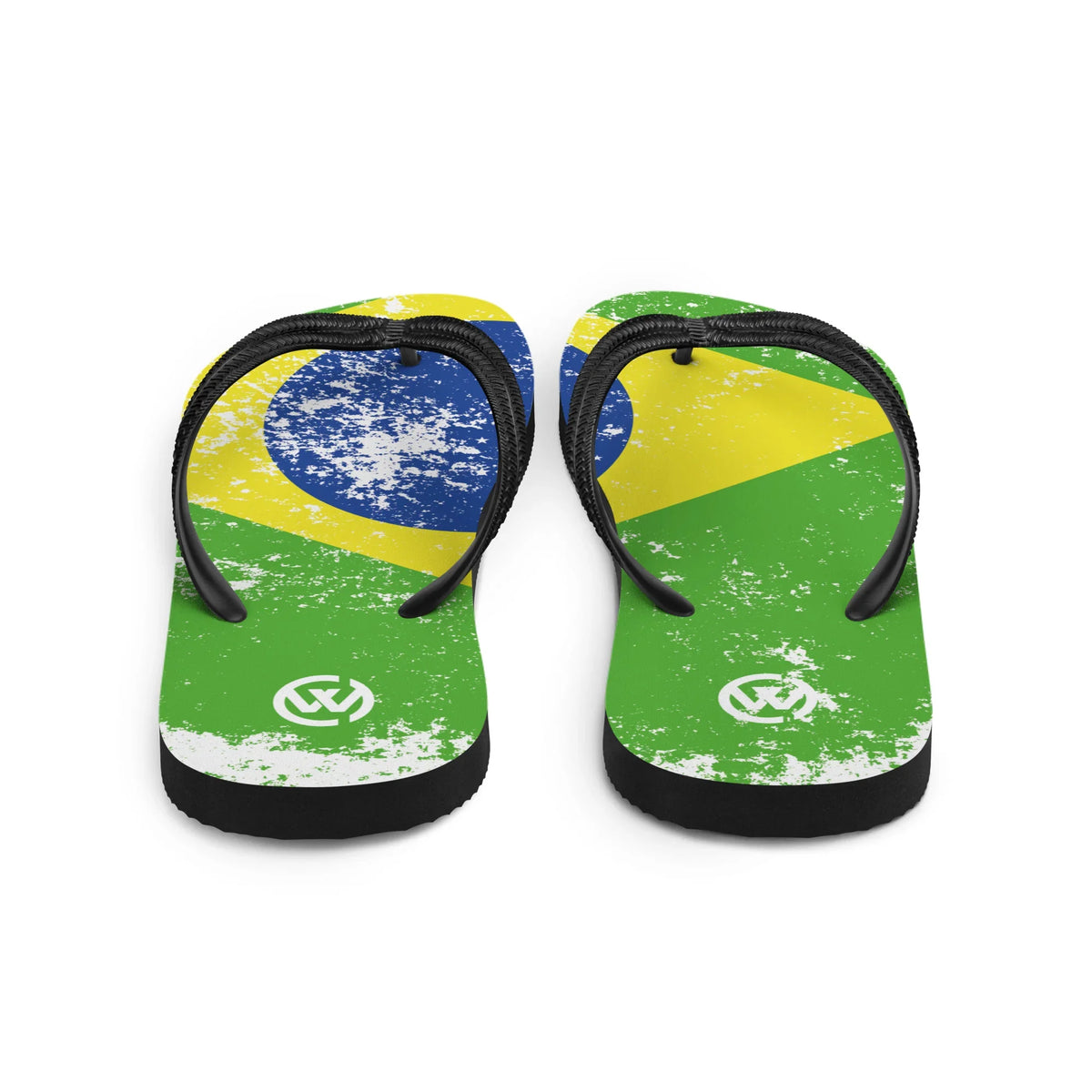CREWILD Flip-Flops mit distressed Brasilien-Flagge Design und Logo