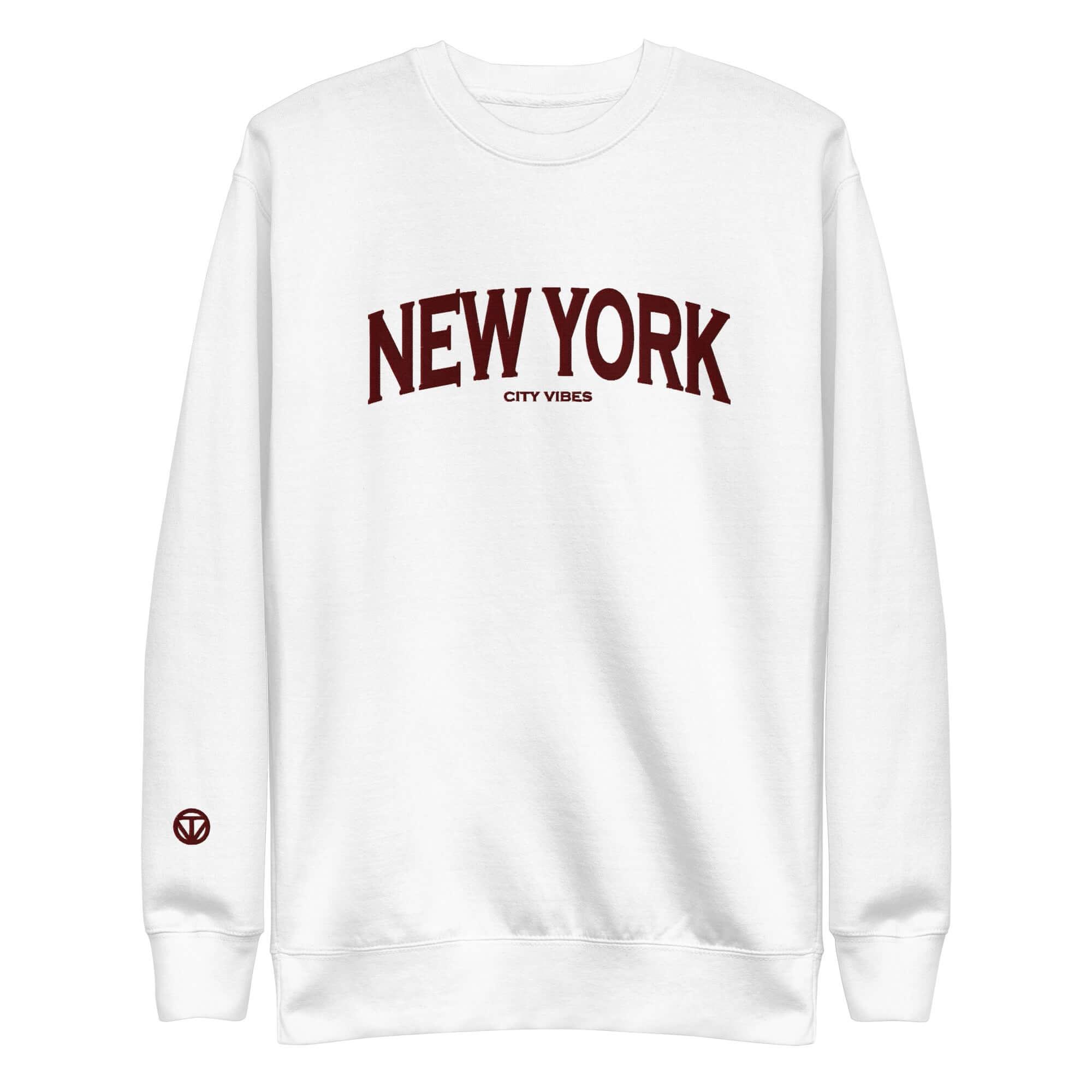 Weißes Sweatshirt mit dunkelrotem &