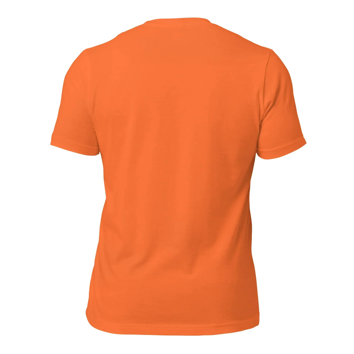 Rückansicht eines orangefarbenen Unisex T-Shirts von CREWILD
