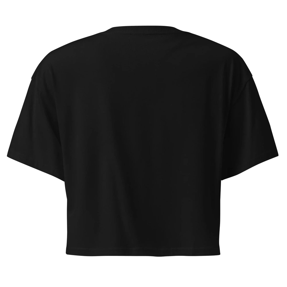 Rückseite eines schwarzen CREWILD Crop-Top T-Shirts
