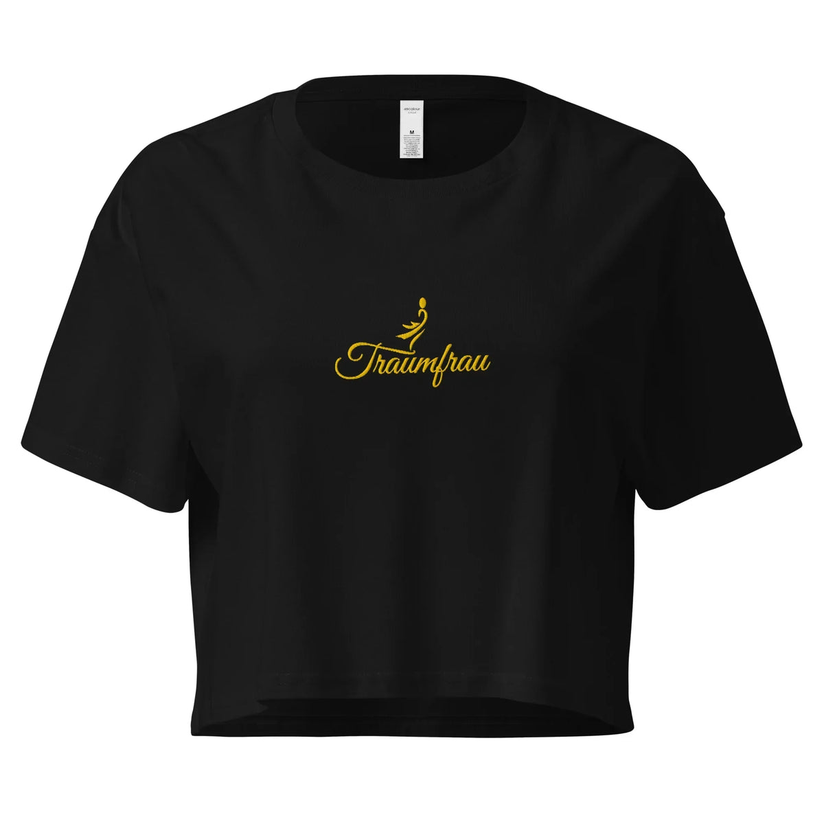 Schwarzes CREWILD Crop-Top T-Shirt mit goldenem &