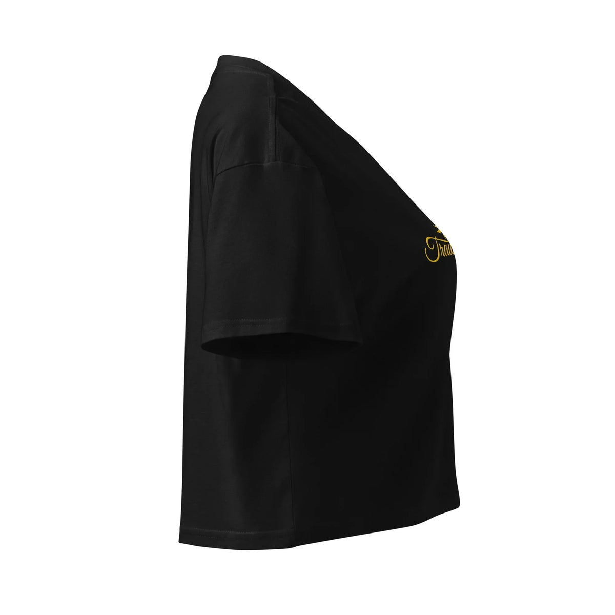 Schwarzes CREWILD Crop-Top T-Shirt mit goldem &