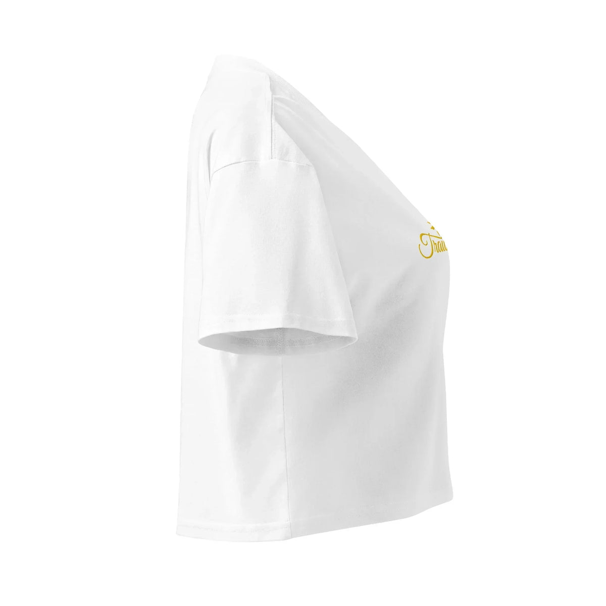 Weißes CREWILD Crop-Top T-Shirt mit goldenem &