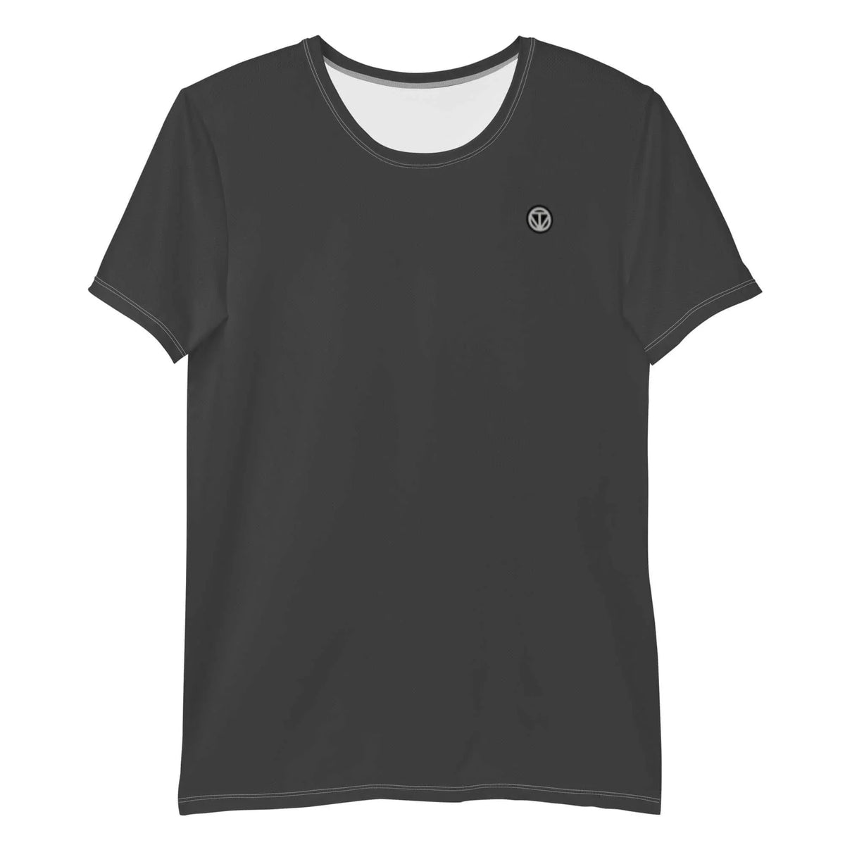 Dunkelgraues T-Shirt mit kleinem Logo auf der Brust