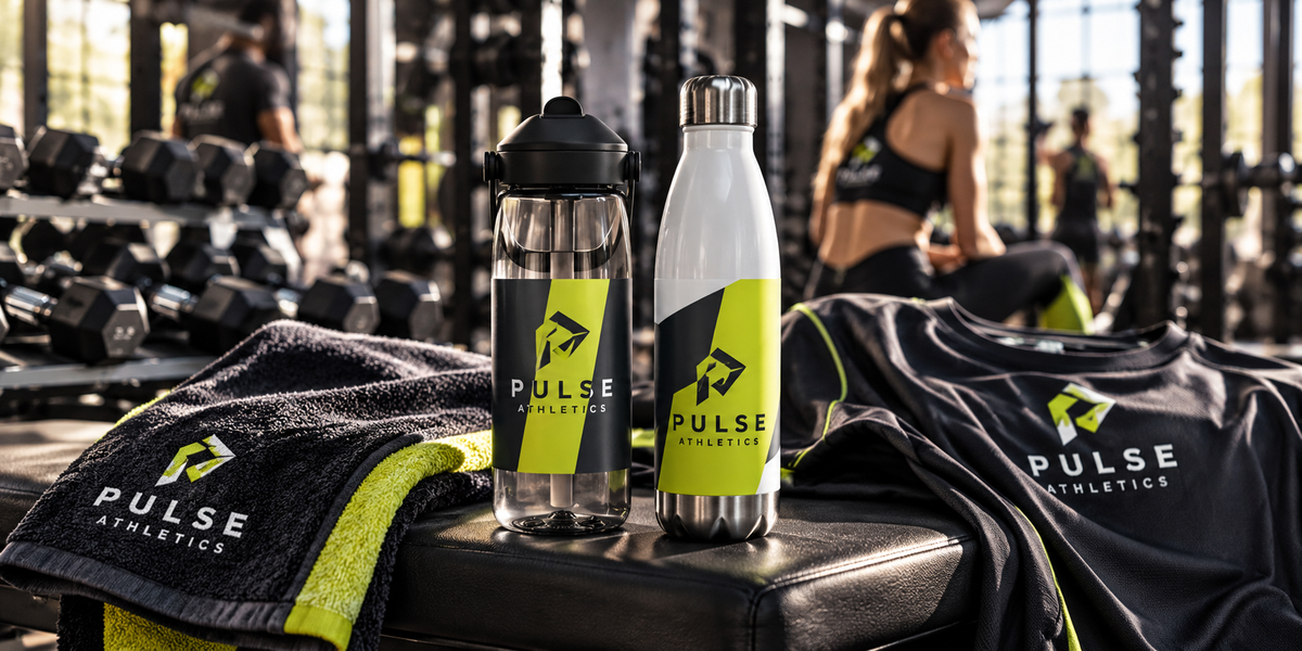 Trinkflaschen individuell bedruckt im Fitnessstudio