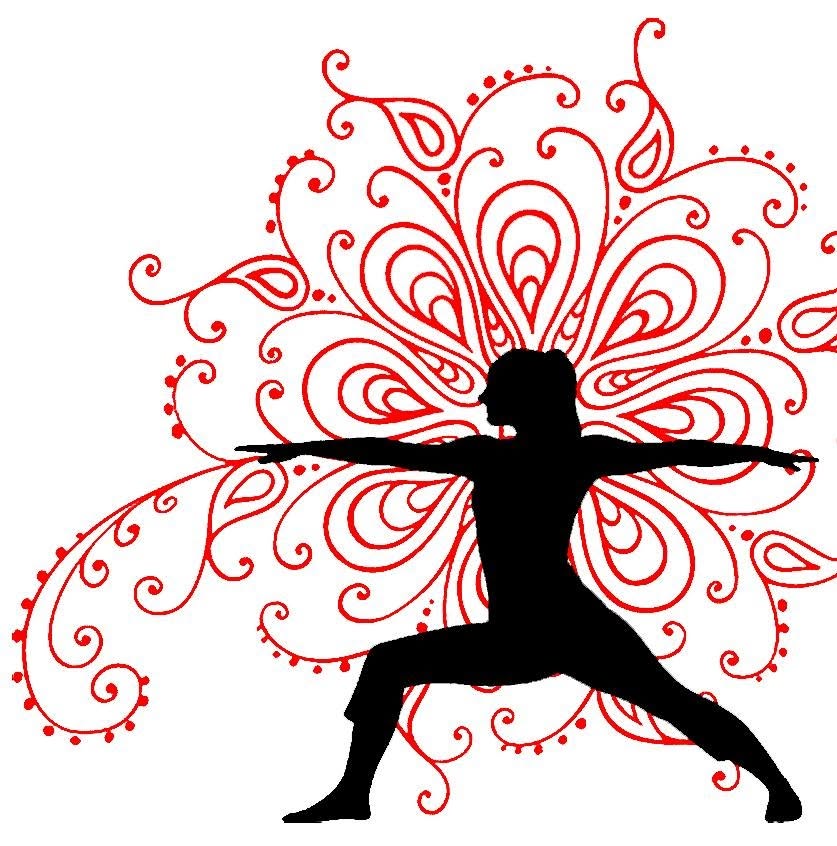 Yoga-Pose Silhouette mit rotem Mandala-Hintergrund, ideal für personalisierte Shirts &amp; Hoodies
