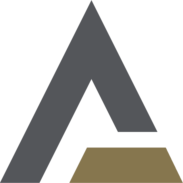Modern blau-goldenes Logo mit stilisiertem A, minimalistisches Apartment Branding