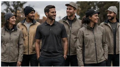 Gruppe in personalisierbaren Jacken & Shirts – individuell gestaltbar, ohne Mindestbestellmenge