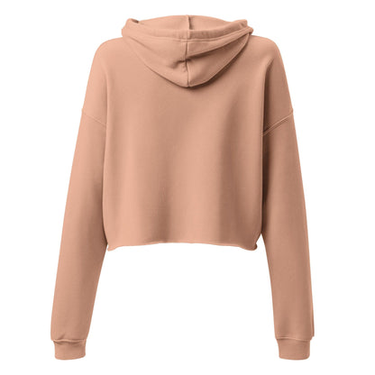 Rosa Crop Hoodie mit Kapuze und langen Ärmeln, Rückansicht, Damen Streetwear
