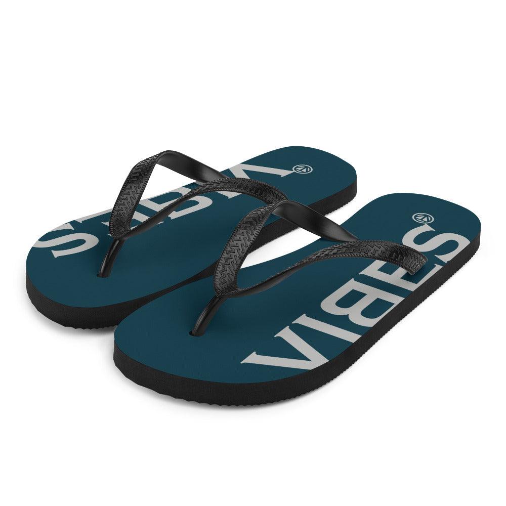 VIBES Flip-Flops in Blau mit schwarzem Riemen, modernes Sommer Schuhwerk