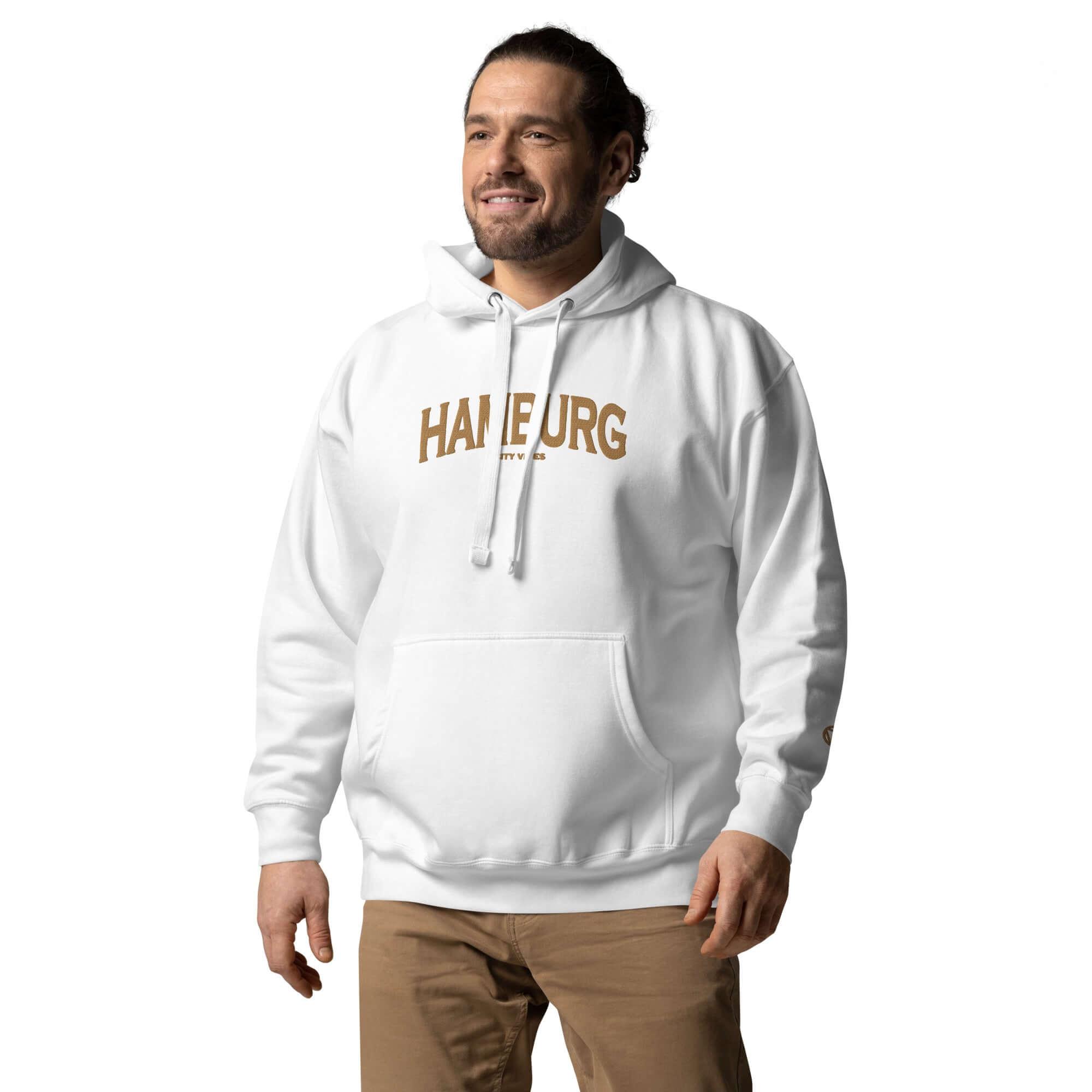 VIBES Hoodie City | HAMBURG (Weiß/Gold) * Unisex - Time Of Vibes