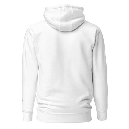 Weißer Hoodie Rückansicht, schlichte Kapuzenpullover Mode, VIBES Hoodie Design