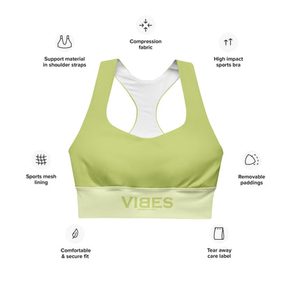 Grüner VIBES Sport-BH mit breiten Trägern, Rücken-Netzfutter und Markenschriftzug