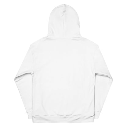 Rückansicht weißer Hoodie, schlicht, Kapuze, langärmlig, Brasilien Kollektion