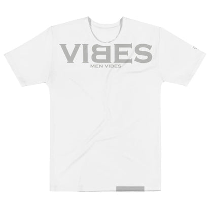 Weißes Herren T-Shirt mit grauem VIBES MEN VIBES Aufdruck auf der Brust