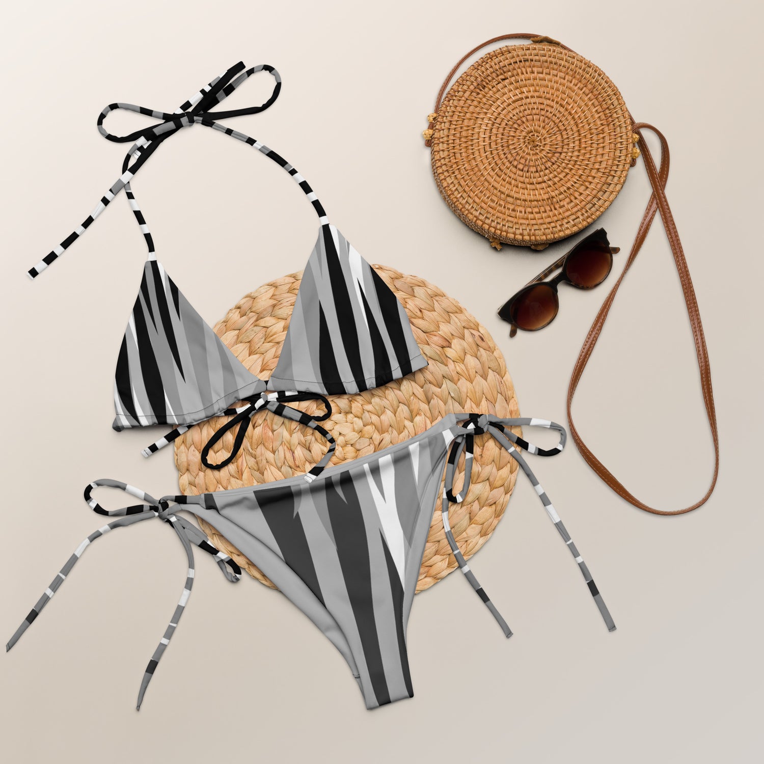 VIBES Schnür-Bikini TIGER (Grau) - Time Of Vibes