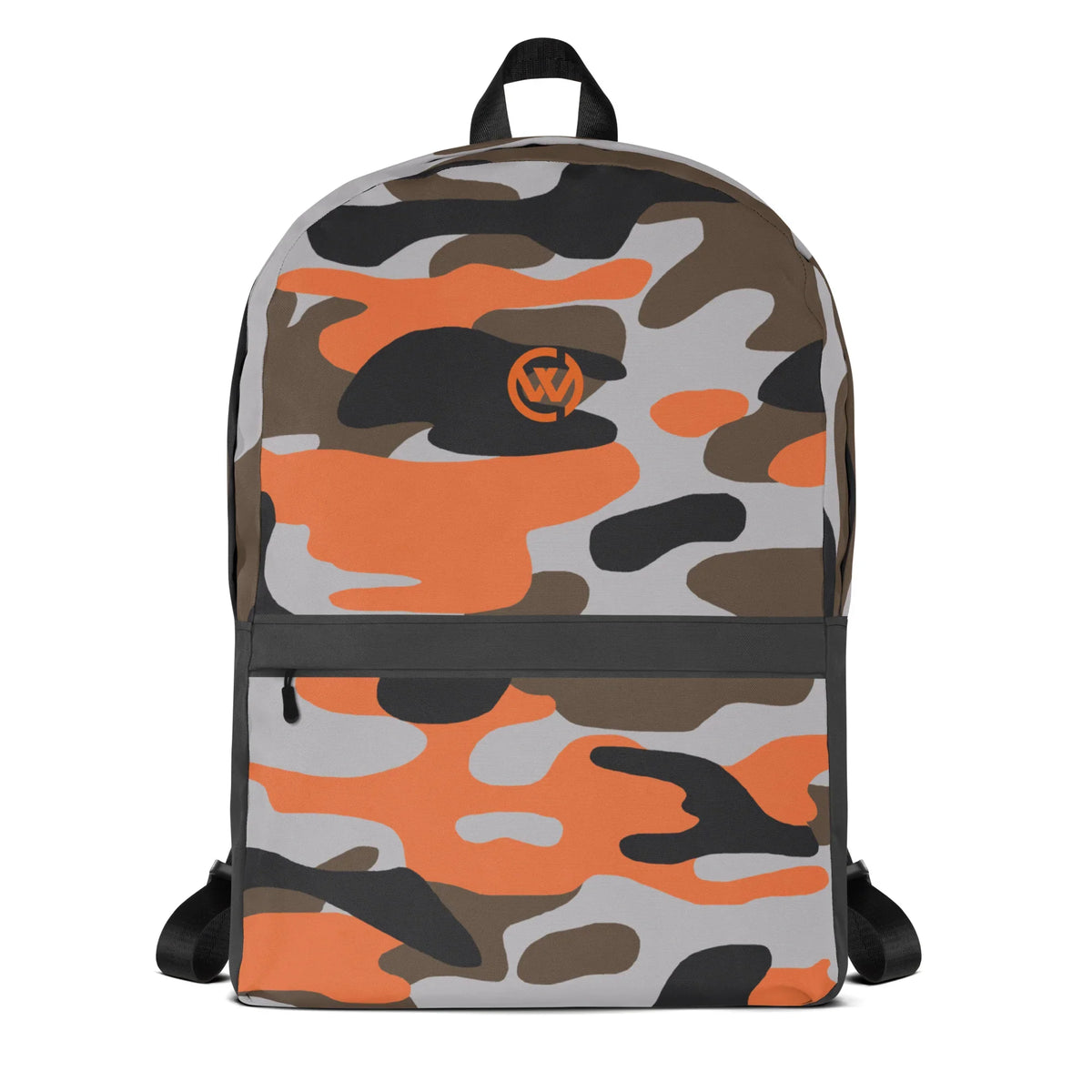 CREWILD Rucksack im Camouflage-Design in Orange, Grau und Schwarz