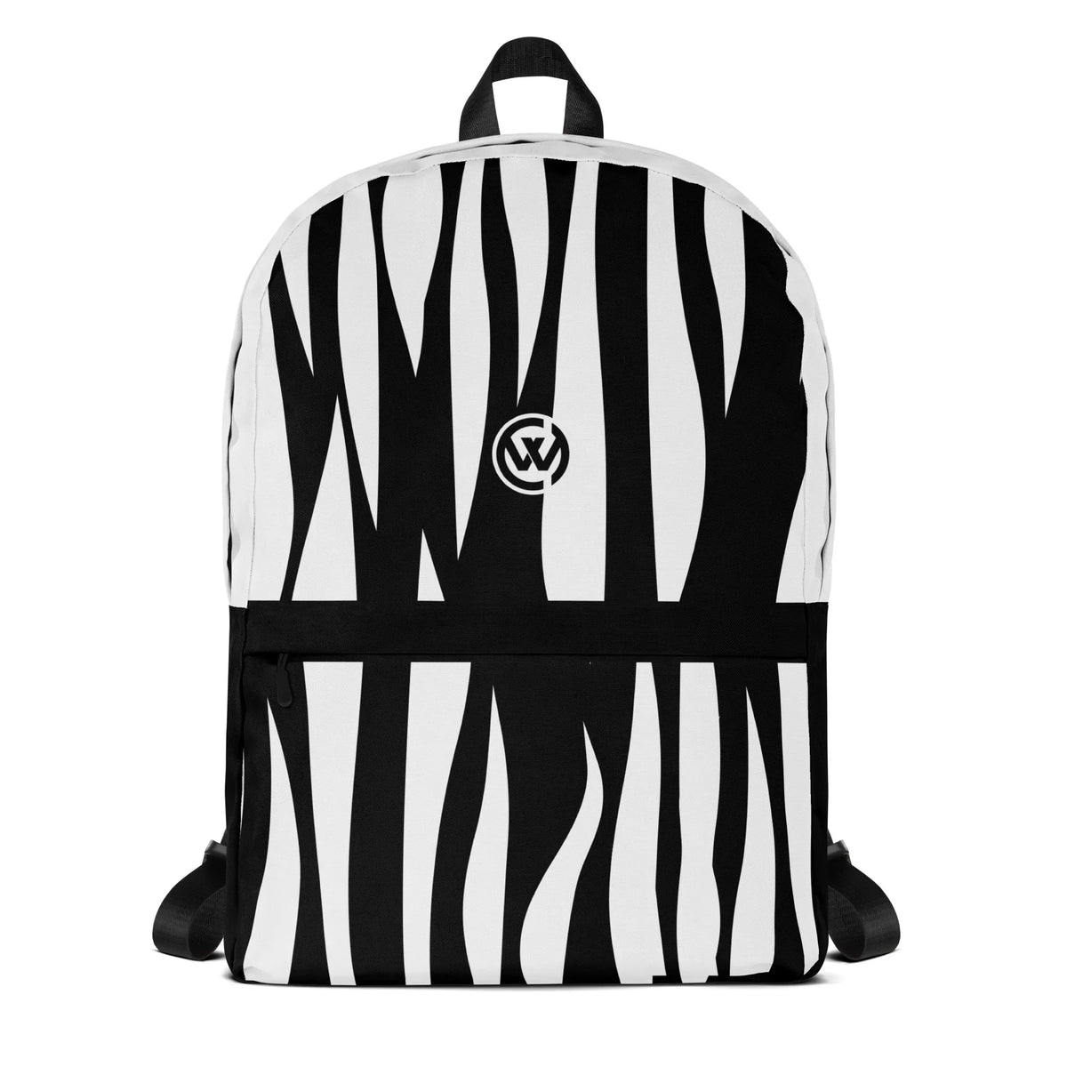 CREWILD Rucksack in Weiß-Schwarz mit Zebra-Print und Logo