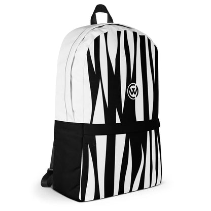 CREWILD Rucksack im Jungle-Design in Weiß und Schwarz mit markanten Streifenmustern